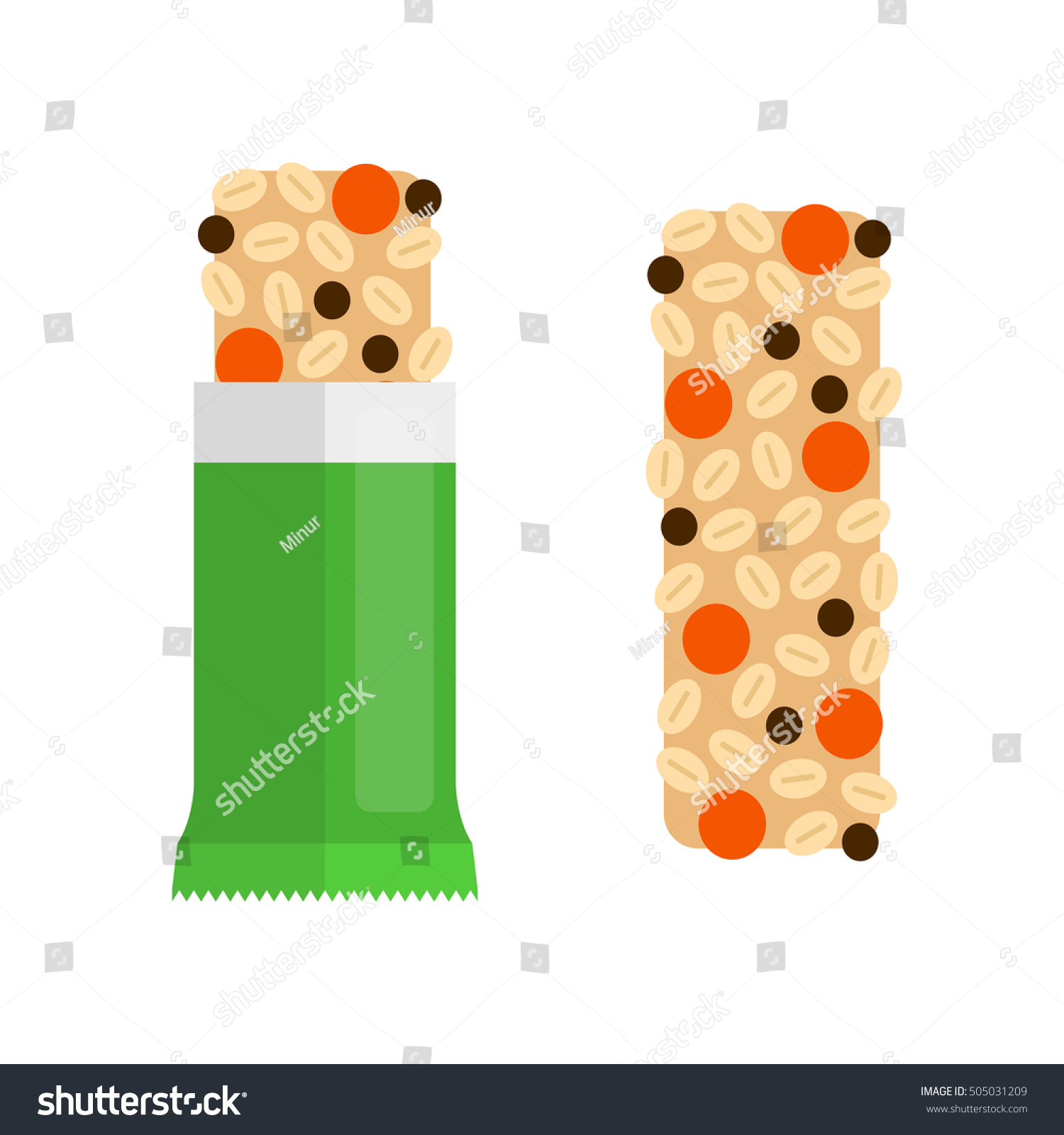 Flat Granola Bar Pack Without Isolated Stock Vector 505031209