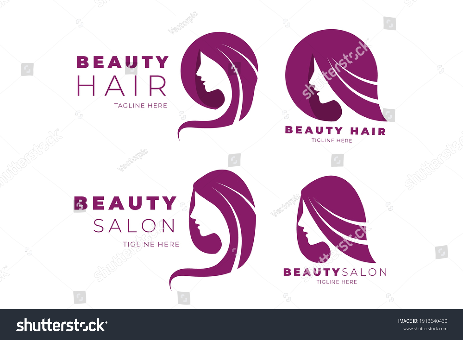 Flathand Drawn Hair Salon Logo Collection Stock Vector (Royalty Free ...