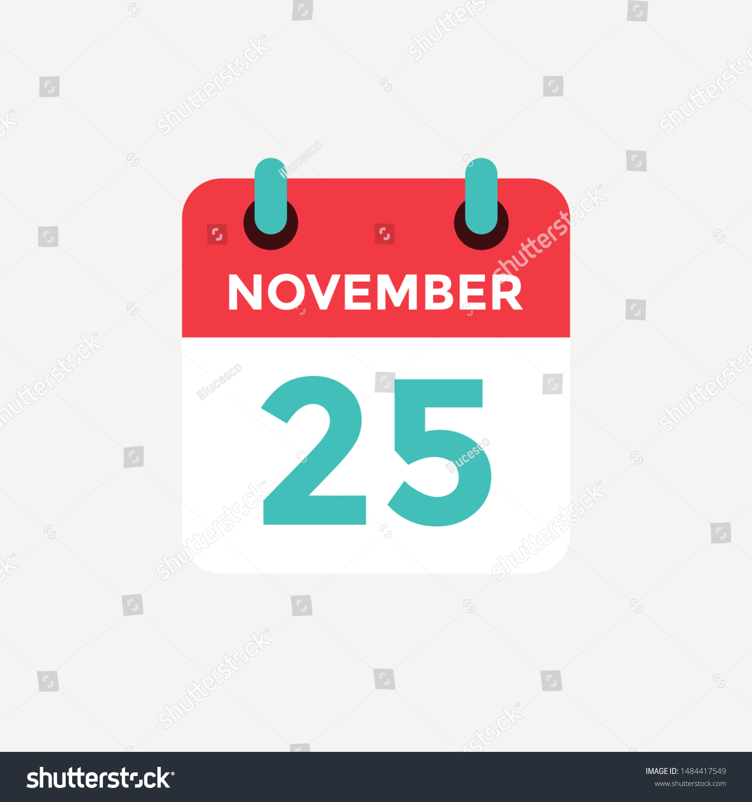 Flat Icon Calendar 25 November Date Stock Vector Royalty Free