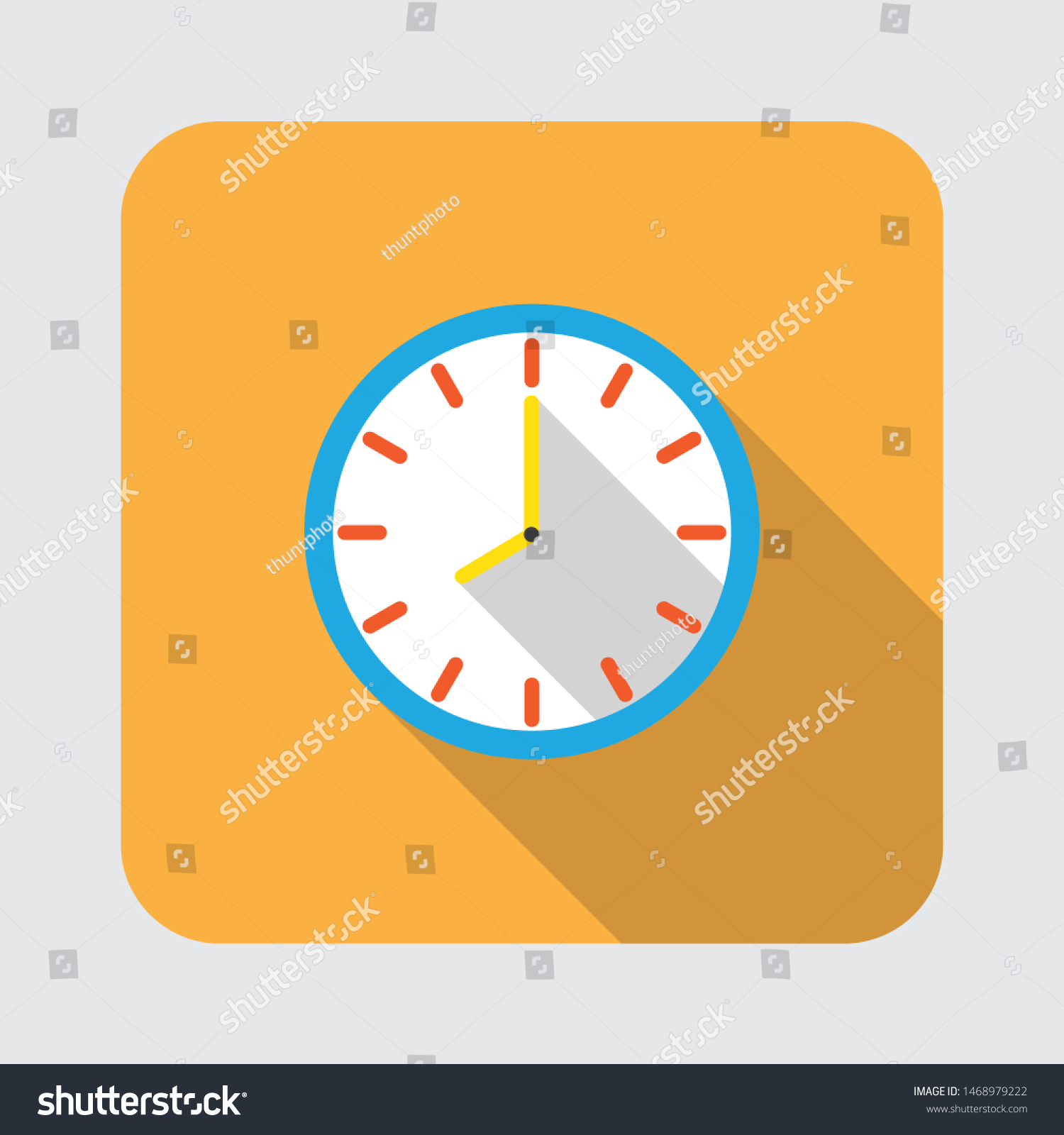 Flat Icon Clock Long Light Shadow Stock Vector Royalty Free
