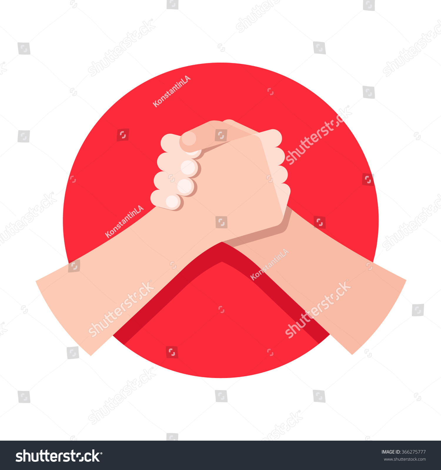 Flat Icon Sign Armwrestling Handshake Circle Stock Vector Royalty