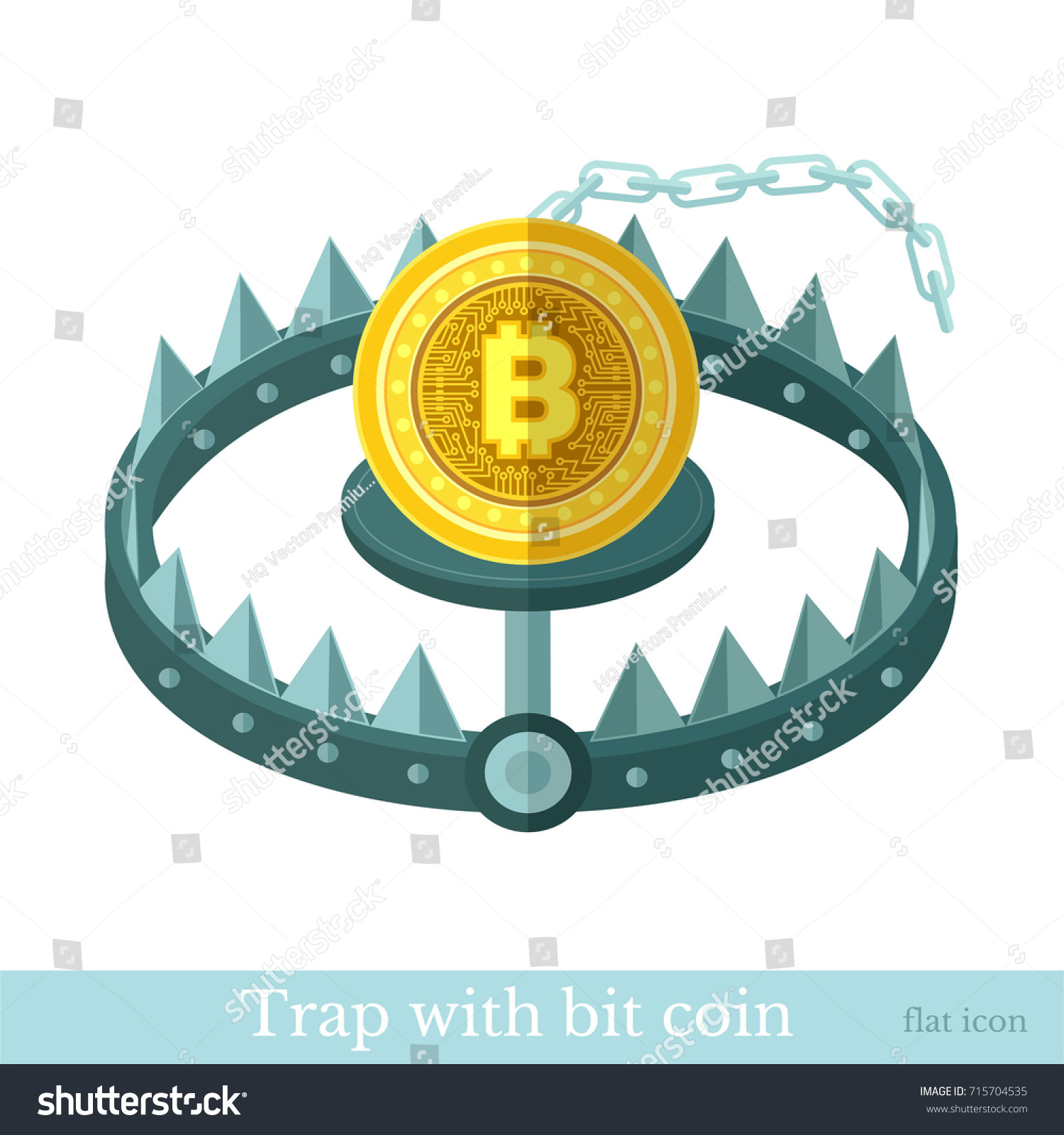 SVG of Flat icon with bit coin lay on the trap. Mining bit coin business illustration isolated on white svg