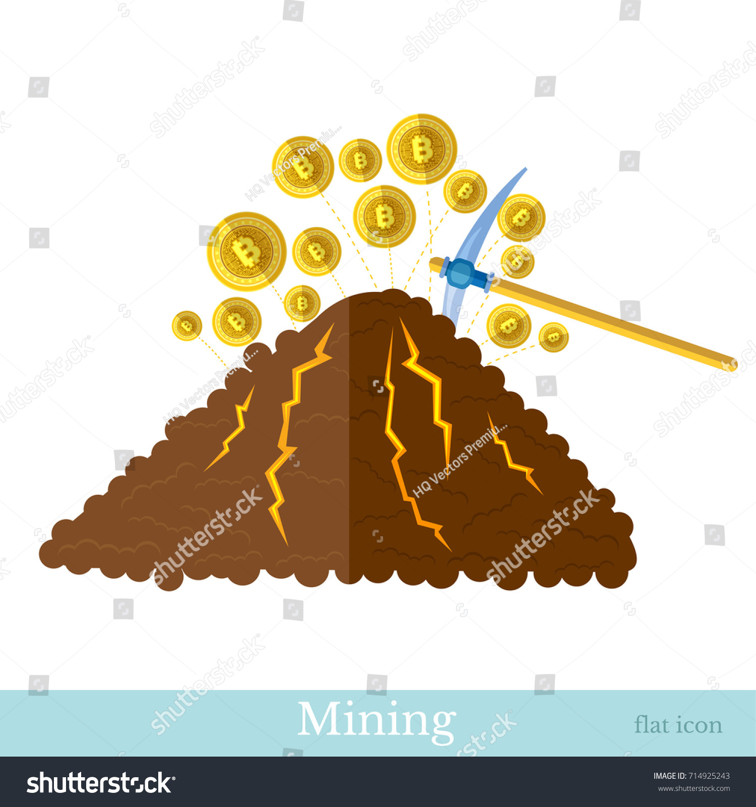 SVG of Flat icon with picks bit rock bit coins fly out. Mining bit coin business illustration isolated on white svg