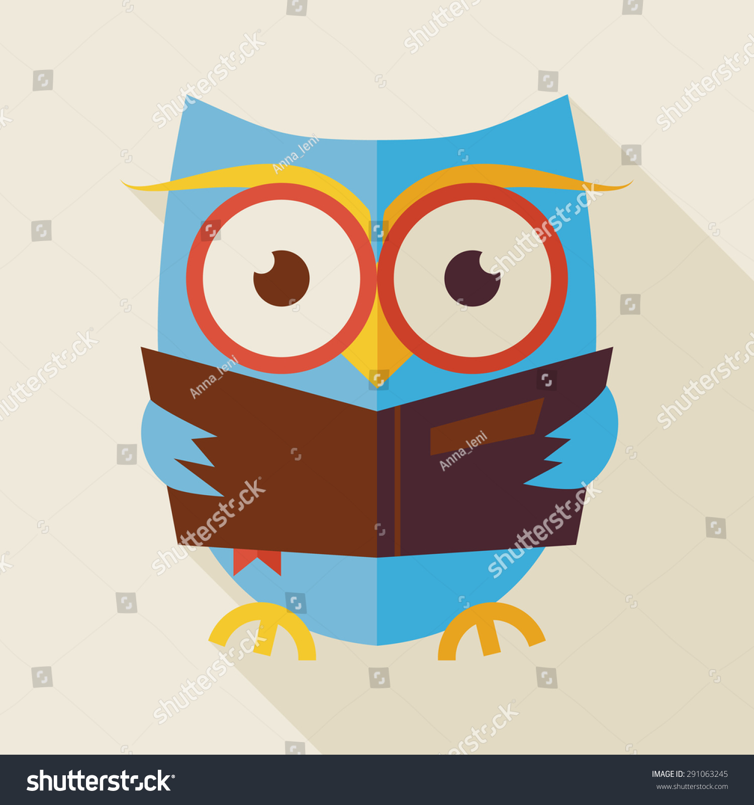 Flat Knowledge Education Owl Reading Book Stock Vector 291063245 ...