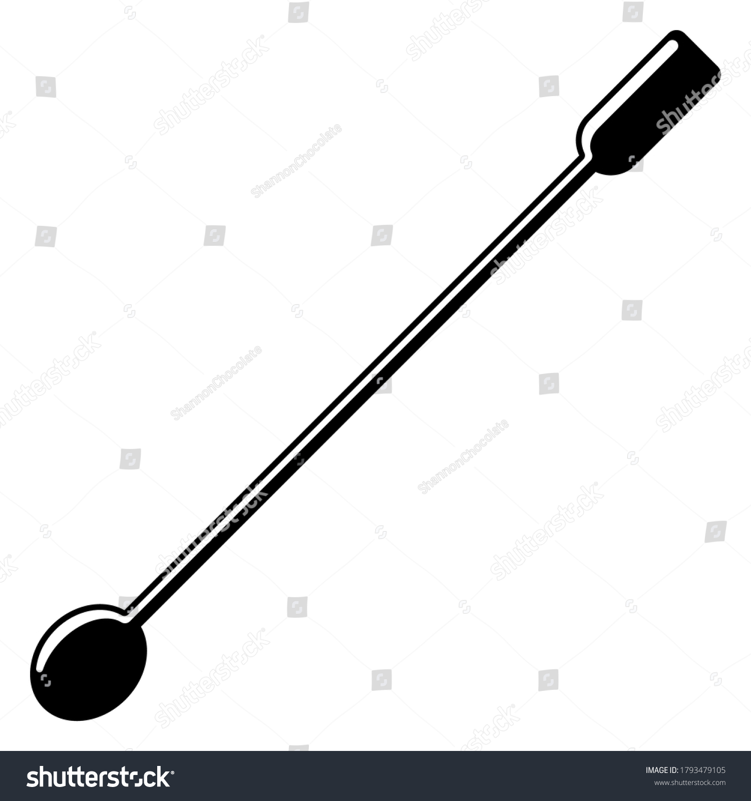 SVG of Flat Laboratory Equipment Cartoon Vector - Black And White Silhouette Lab Chemical Stirrer Spoon Icon Isolated On White Background svg