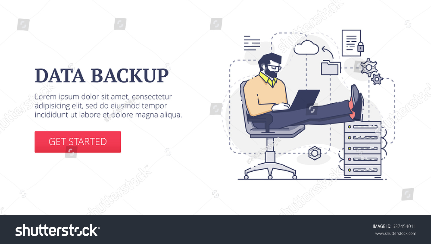 Flat Line Banner Design Template Data Stock Vector 637454011 Shutterstock Data Backup Procedure Template