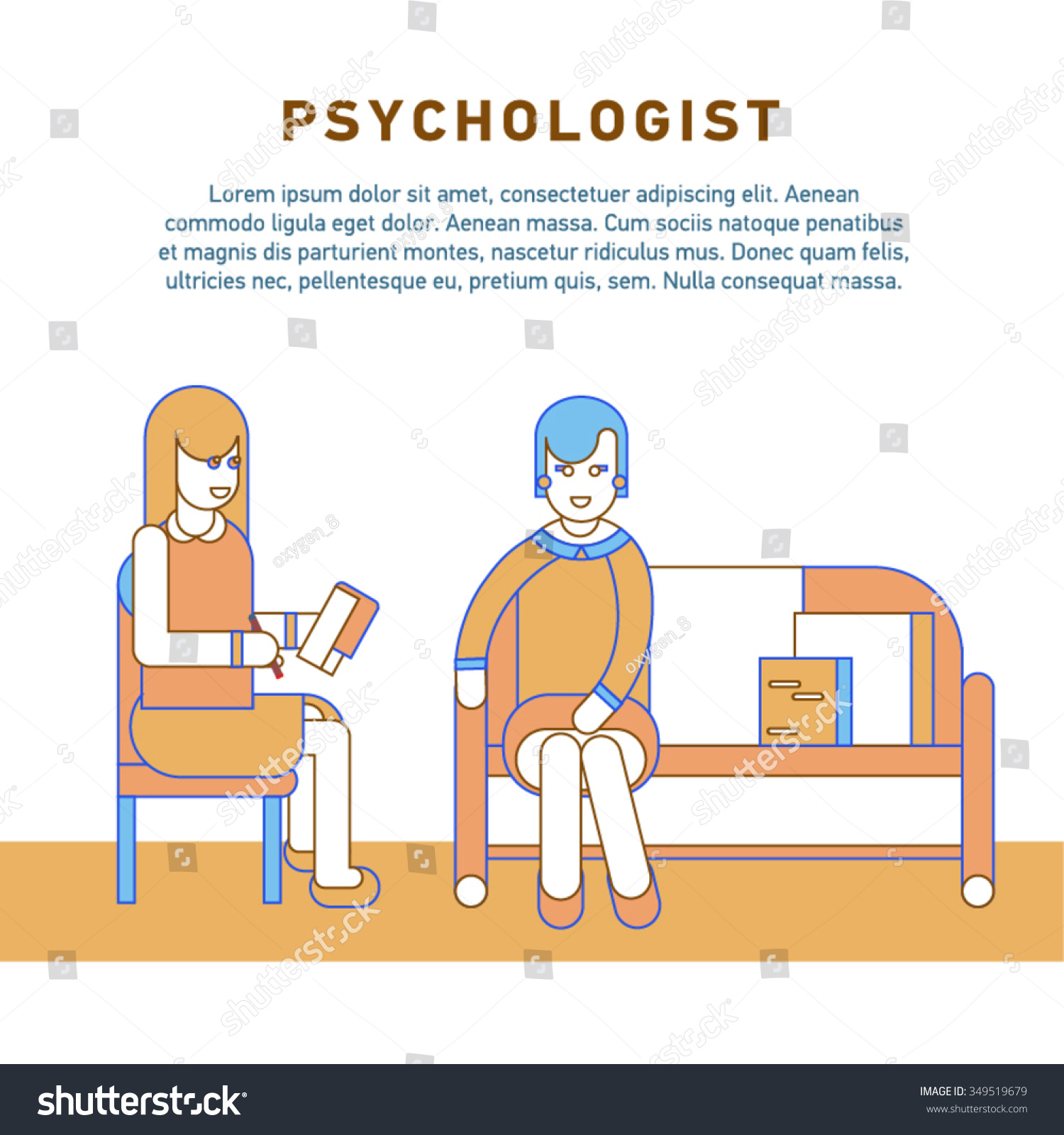 Flat Line Design Concept Of Friendly Psychologist Female Character ...