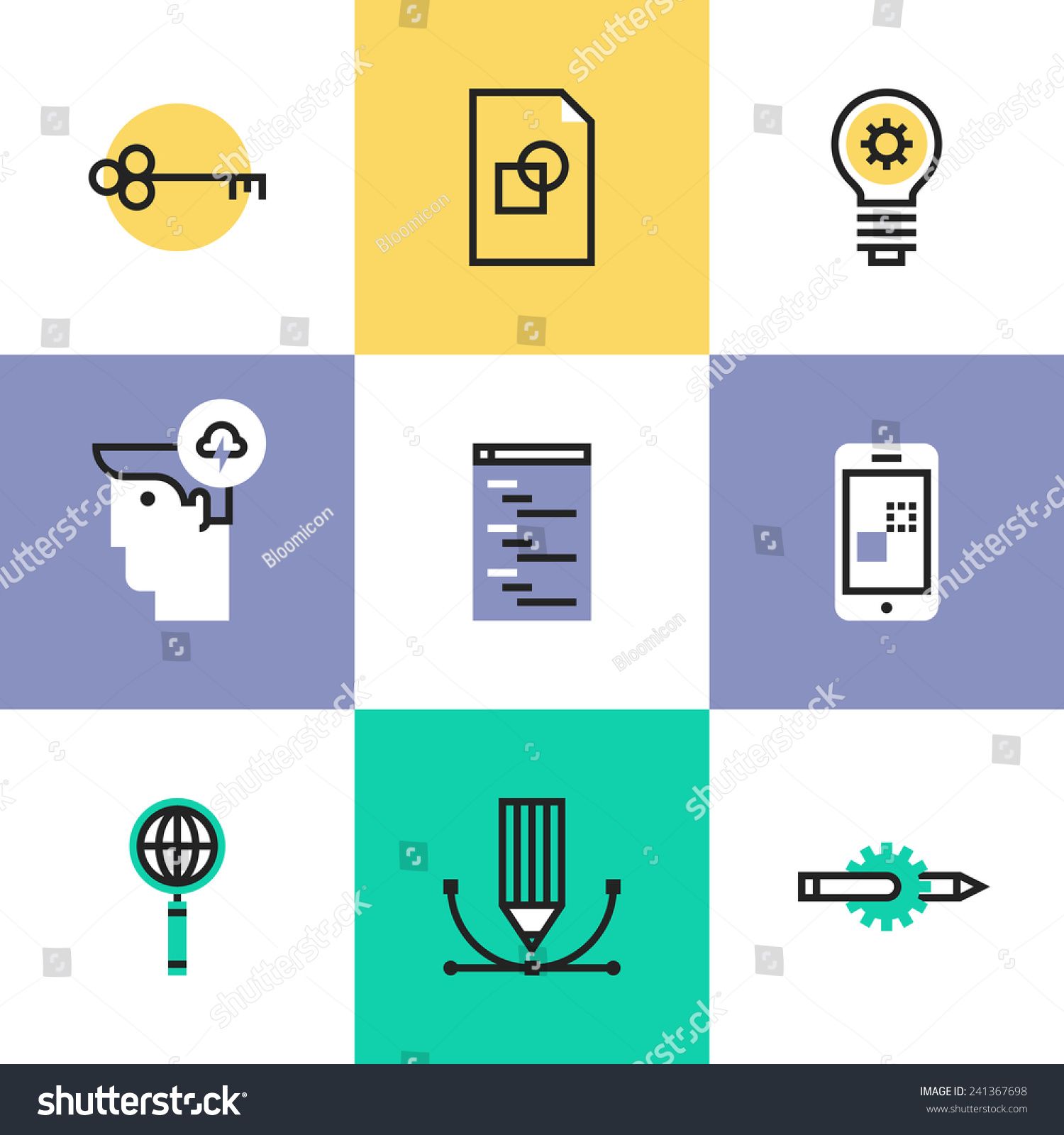 Flat Line Icons Seo Studio Service Stock Vector (Royalty Free ...