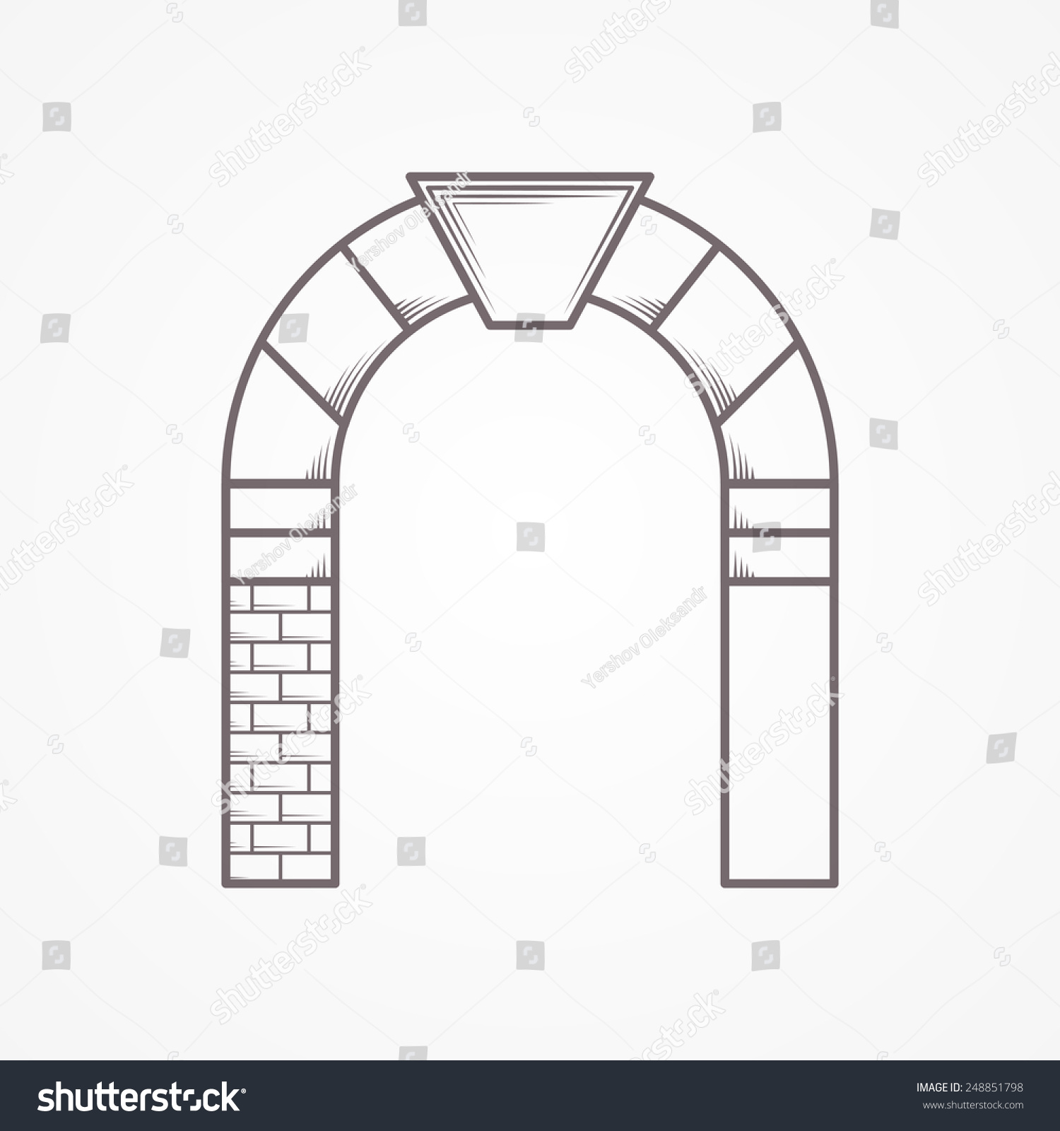 Flat Line Vintage Design Abstract Vector Icon For Round Arch With ...
