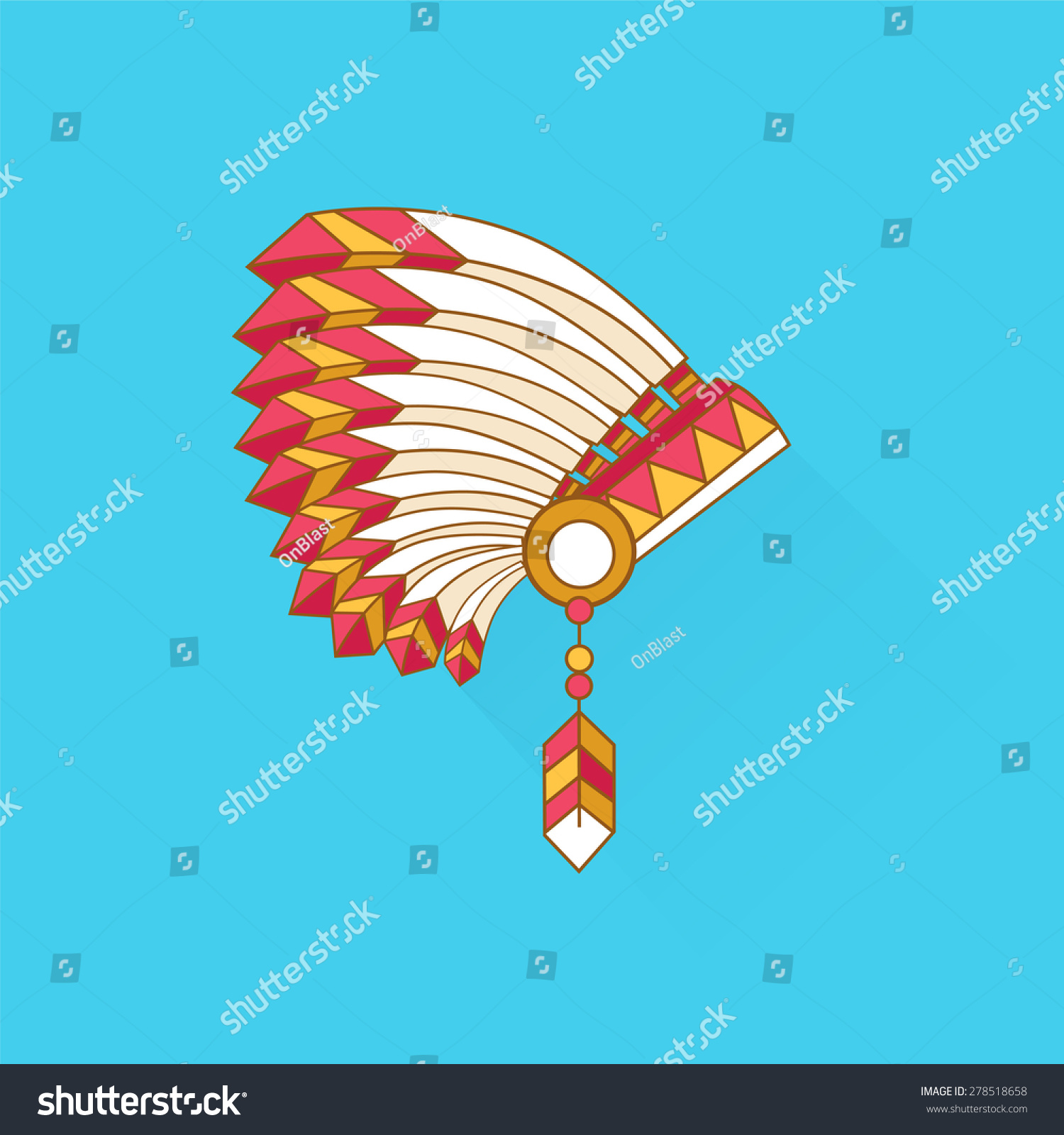 Flat Logo With Native American Indian Chief Headdress. Indian Hat ...