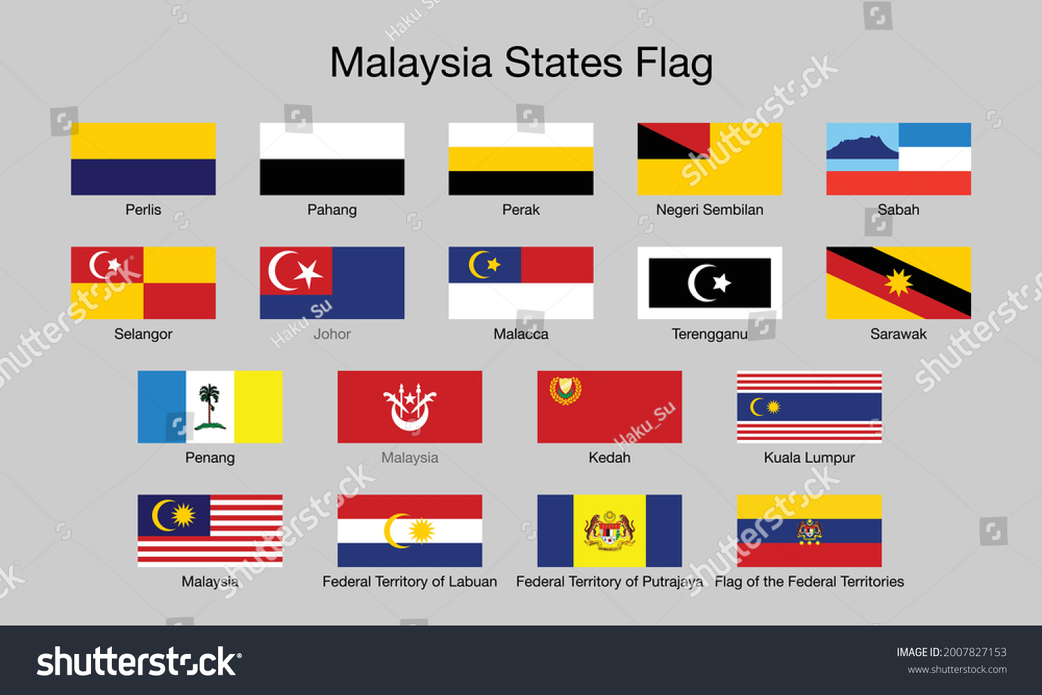 Flat Malaysia States Flag Vector Set Stock Vector (Royalty Free ...