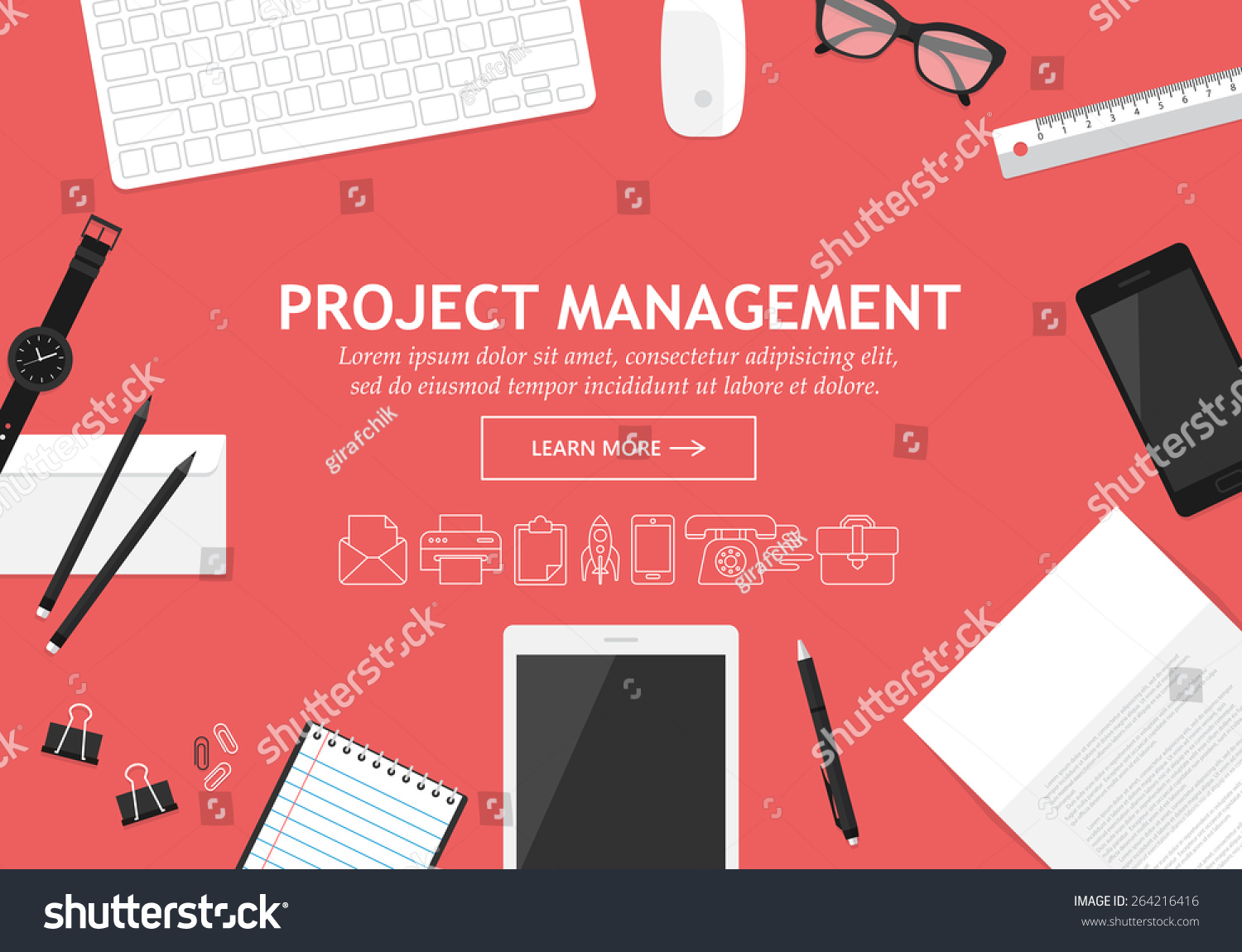 Flat Modern Design Concept Project Management Stock Vector 264216416 ...