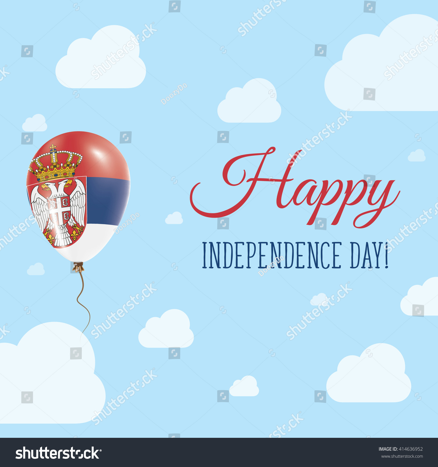 Flat Patriotic Poster For Independence Day Of Serbia. Single Balloon In ...