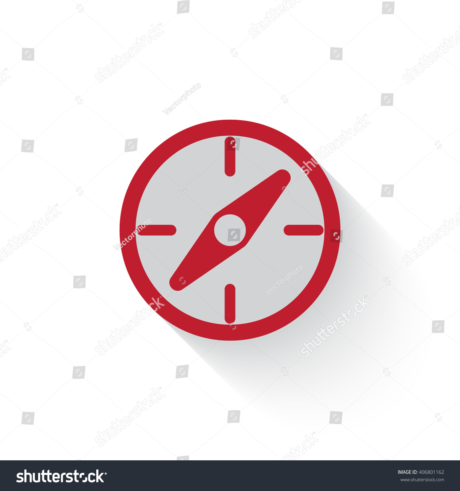 Flat Red Compass Web Icon Long Stock 