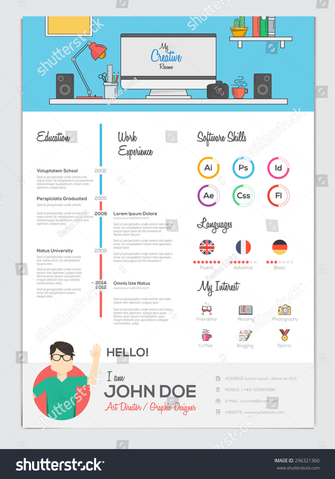 resume Flat Resume Design flat resume cv set infographics vector stock 296321360 with vector