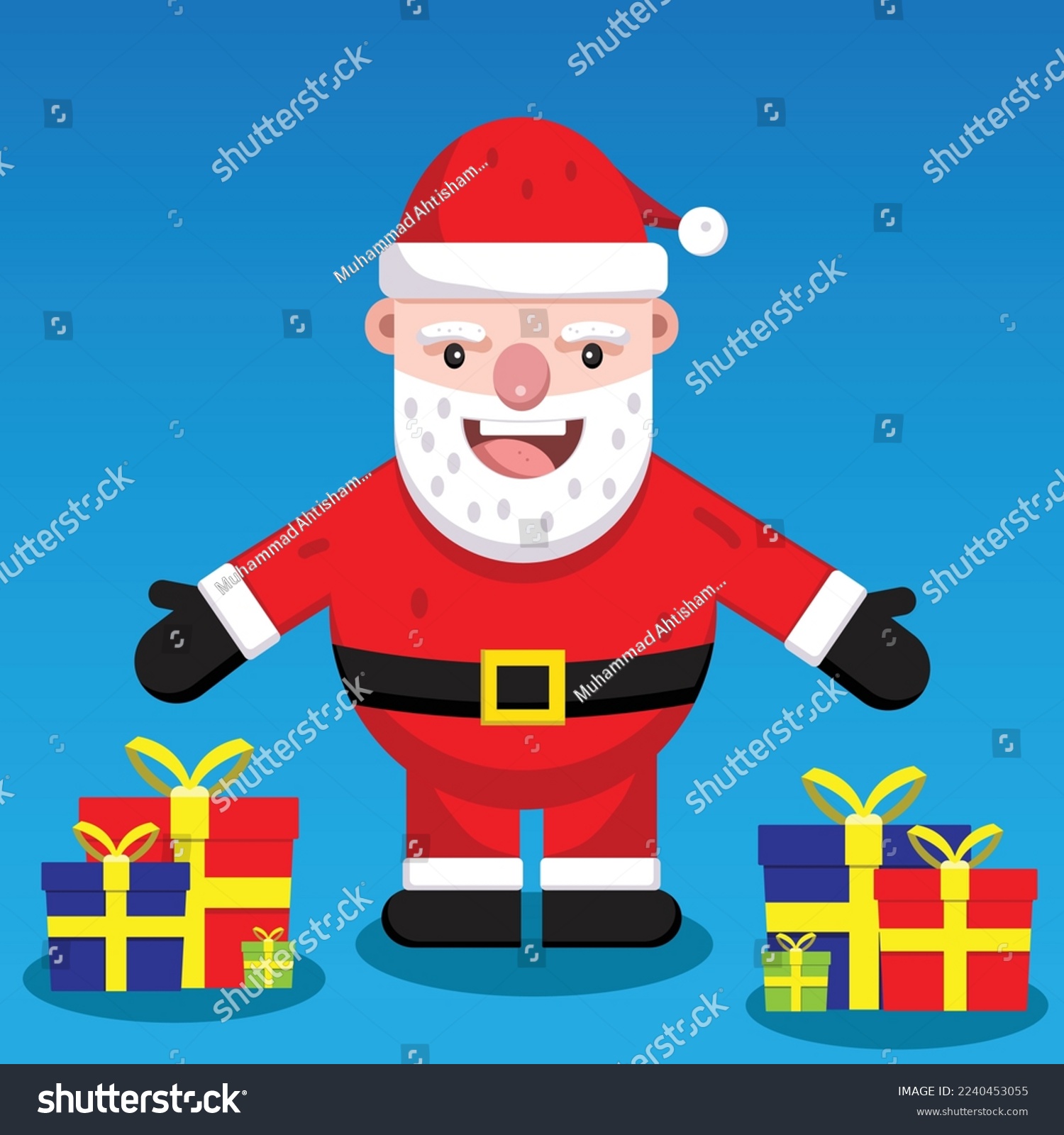 SVG of FLAT SANTA WITH GIFTS VECTOR DESIGN svg