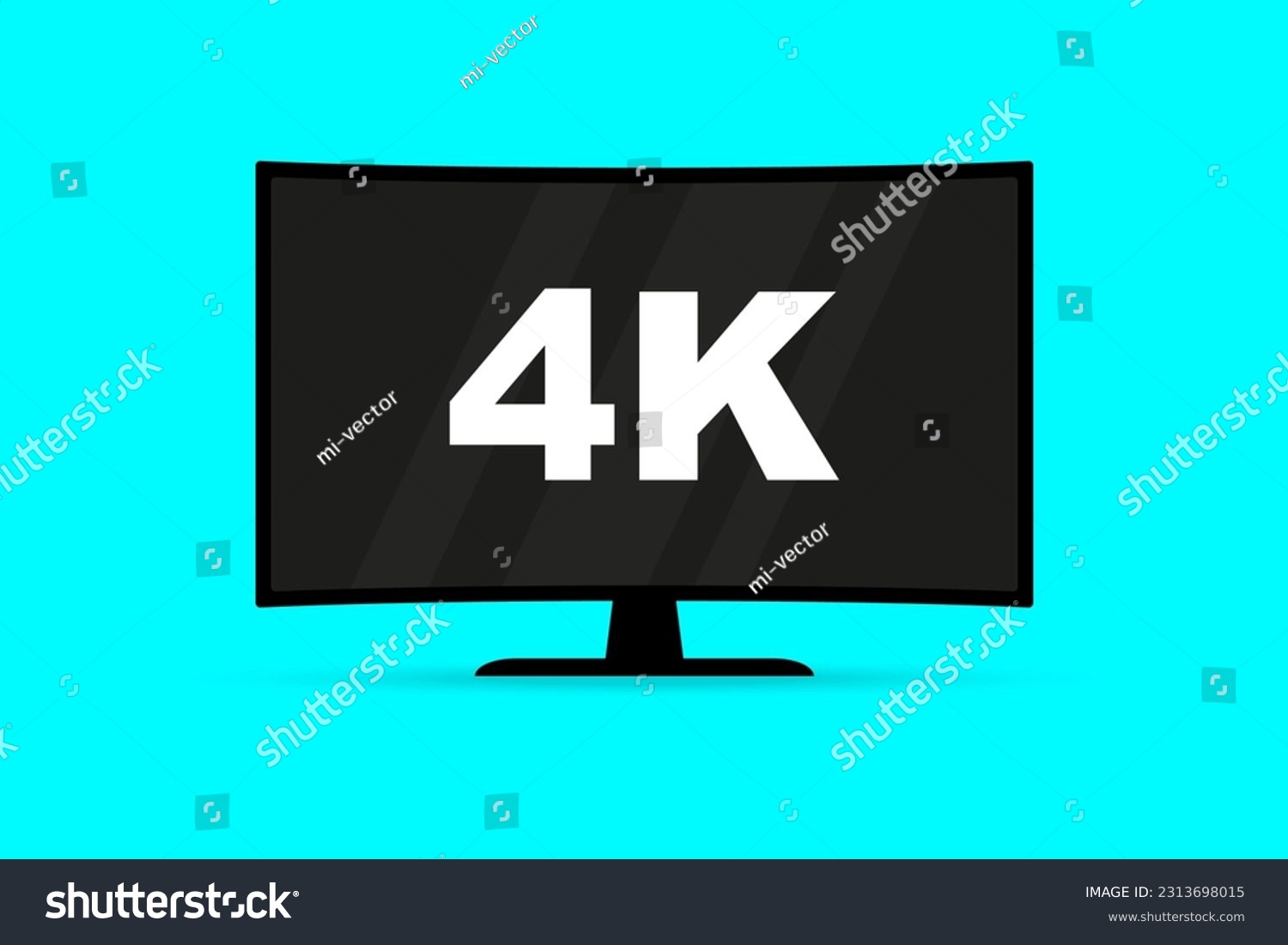 SVG of Flat screen tv with 4k Ultra HD video technology. Digital wide television concept. Led television display with high definition digital tech symbol.  Idea of wide screen computer monitor svg