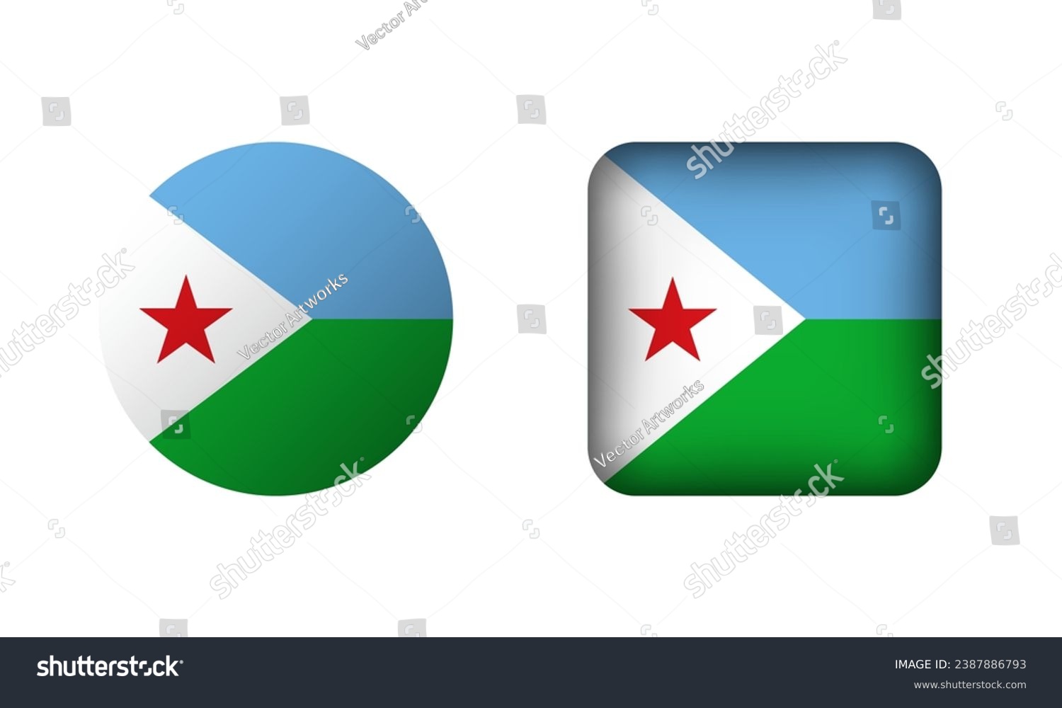 SVG of Flat Square and Circle Djibouti National Flag Icons svg