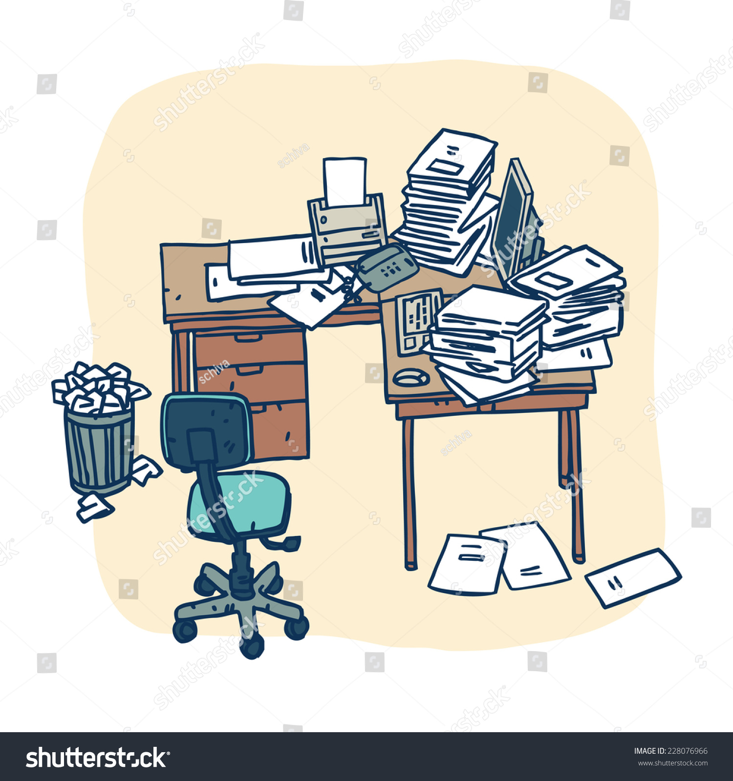 Flat Style Cartoon Design Concept Of Creative Office Workspace. Office ...