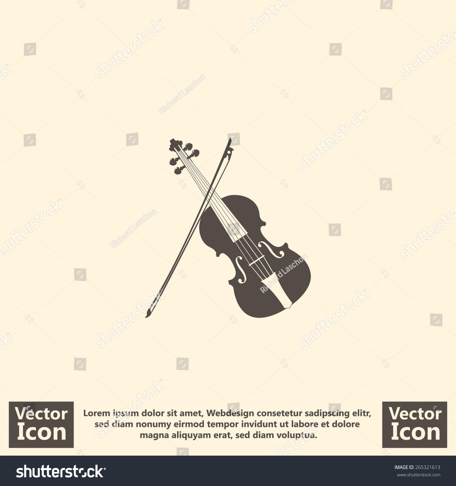 Flat Style Icon Violin Bow Symbol Stock Vector 265321613 - Shutterstock