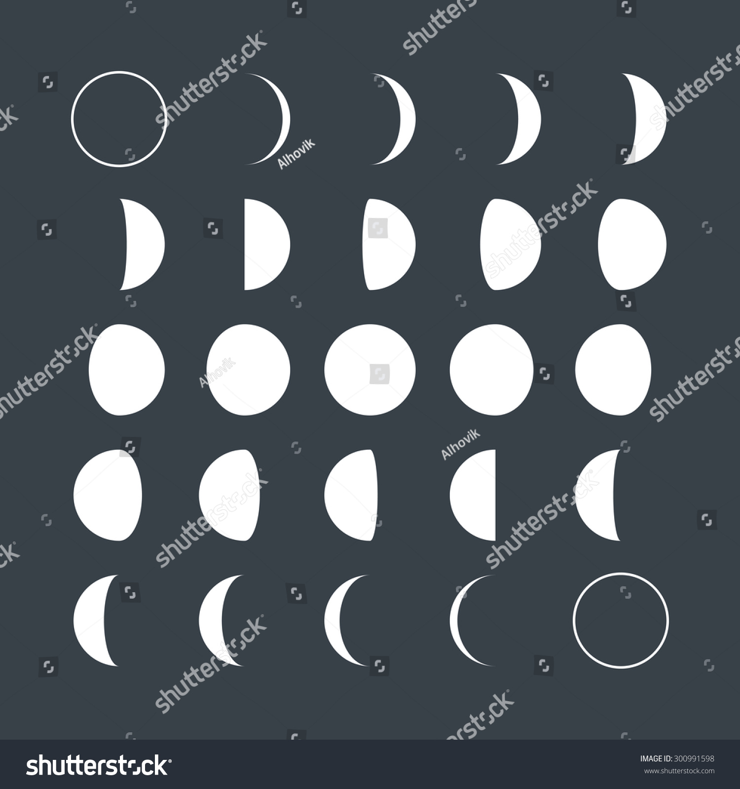 Flat Style Lunar Phases Vector Illustration Stock Vector (Royalty Free ...