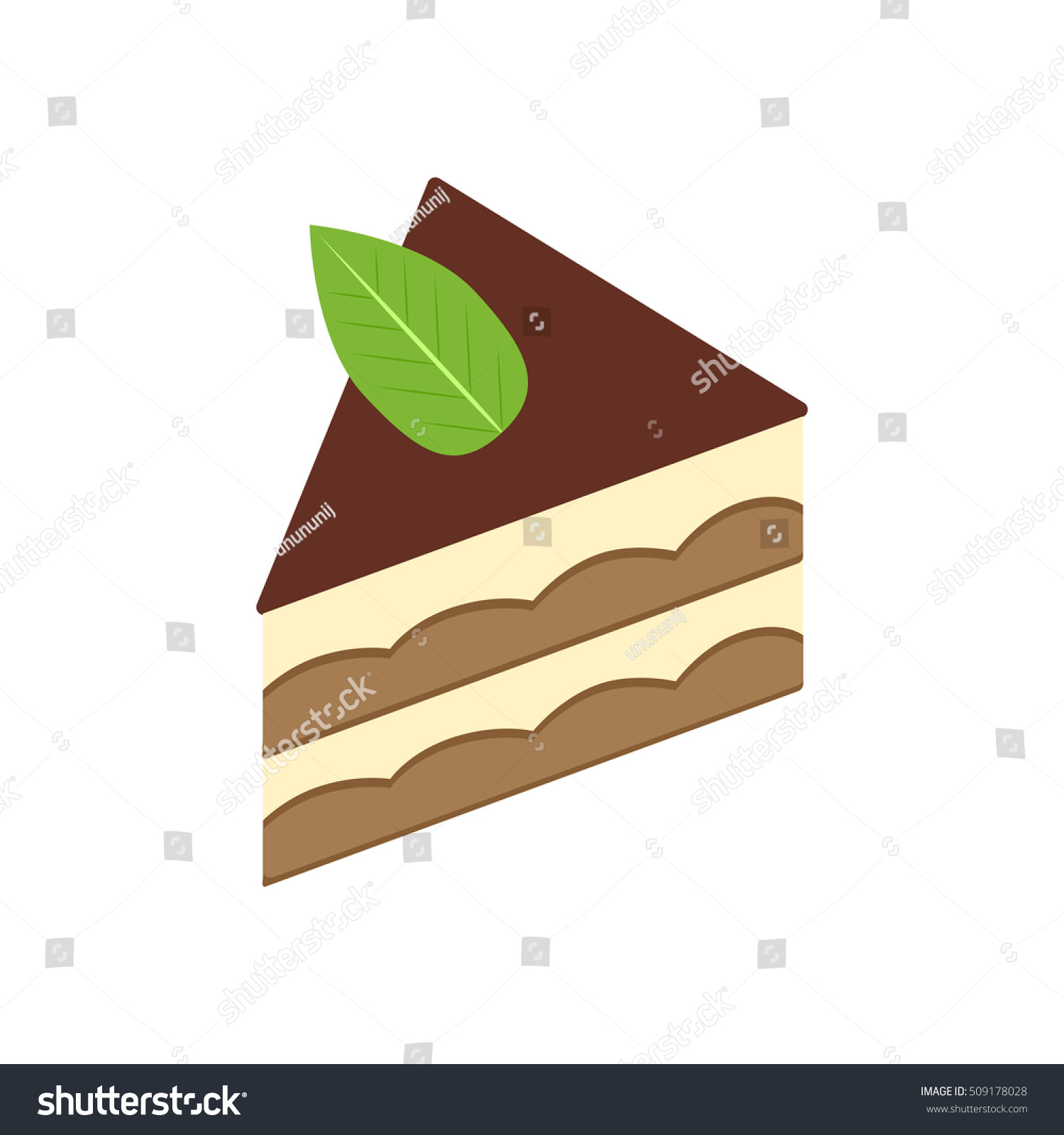 Flat Styled Illustration Tiramisu Cake Design Stock Vector Royalty Free