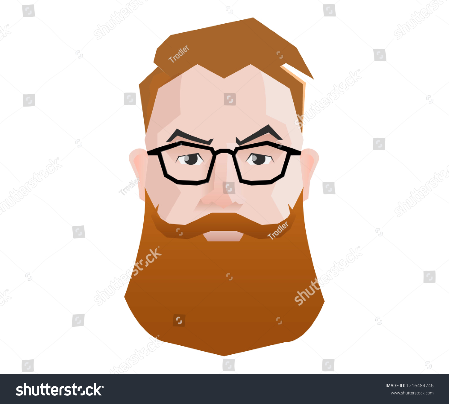 Flat Stylized Cartoon Character Hipster Man Stock Vector Royalty