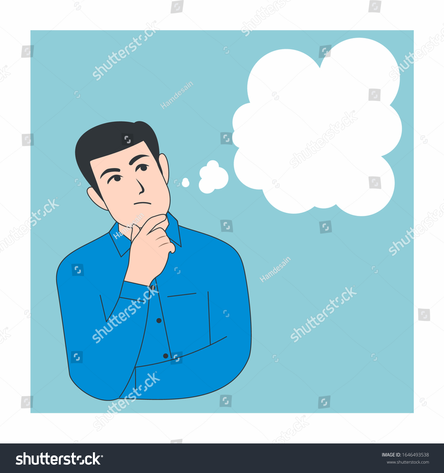 Flat Thinking Man Vector Illustration Stock Vector (Royalty Free ...