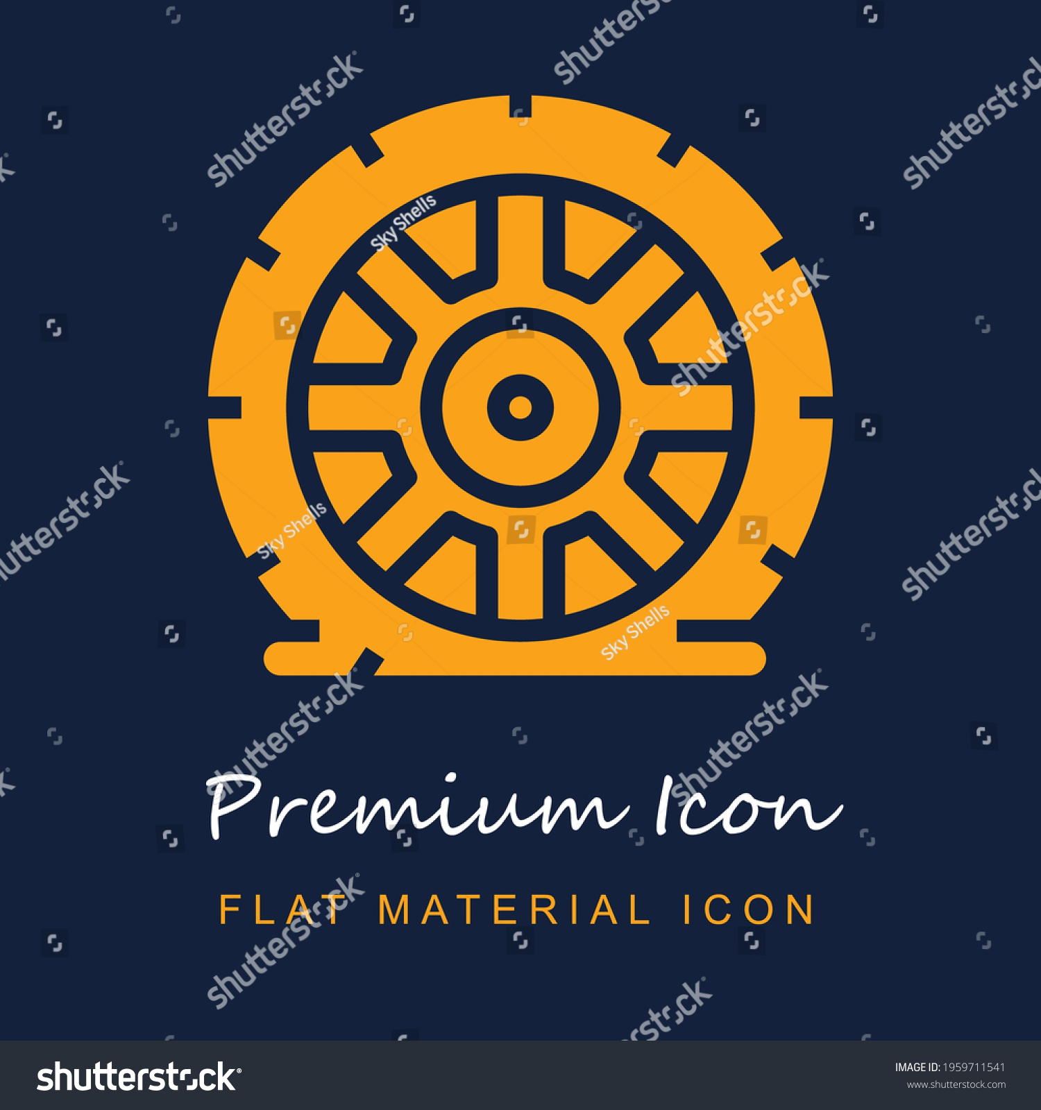 SVG of Flat Tire premium material ui ux isolated vector icon in navy blue and orange colors svg