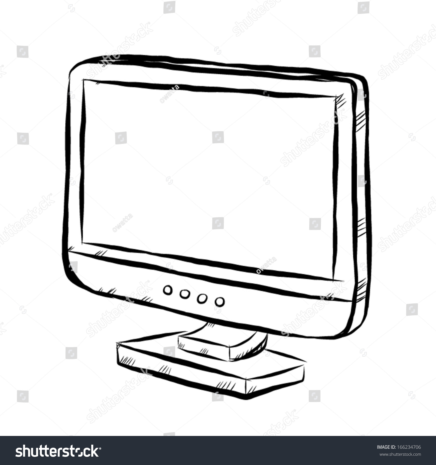 Flat Tv Computer Monitor Cartoon Vector Stock Vector Royalty Free