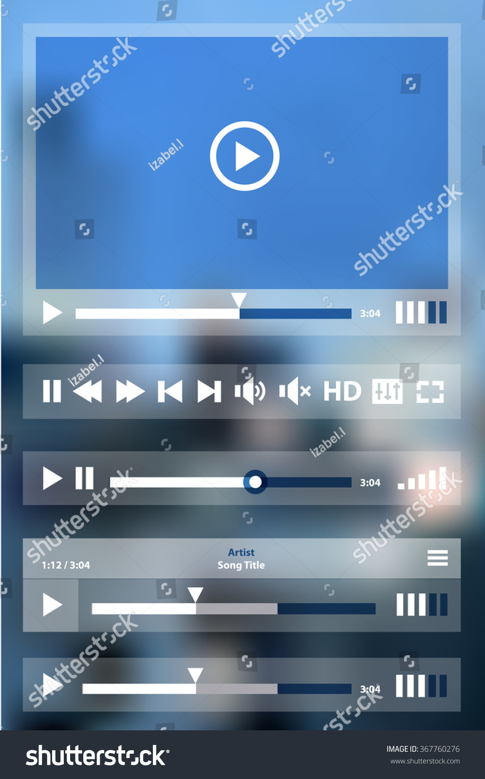 Flat Ui Design Media Player Application Stock Vector 367760276