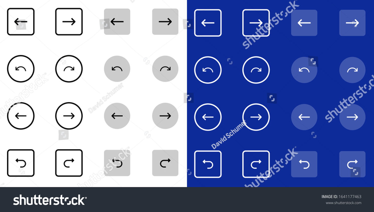 Flat undo redo line icon set stock vector royalty free 1641177463
