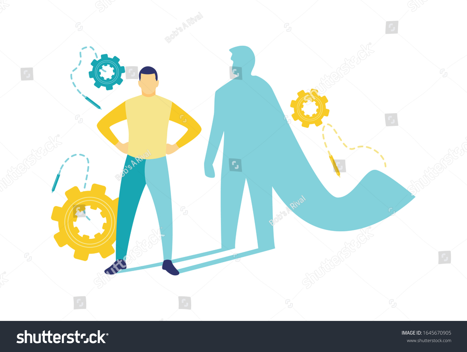 Flat Vector Illustration Man Standing Proudly Stock Vector (Royalty ...