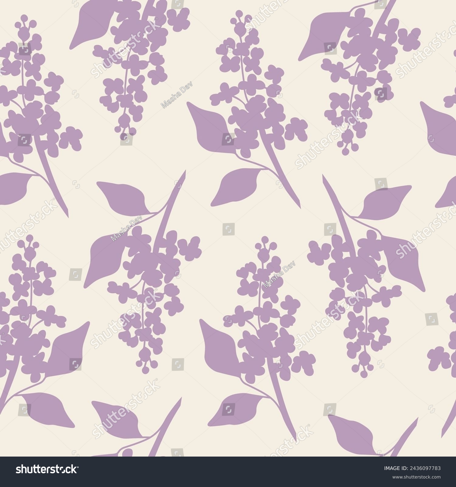 SVG of Flat vector lilacs flower branch seamless pattern svg