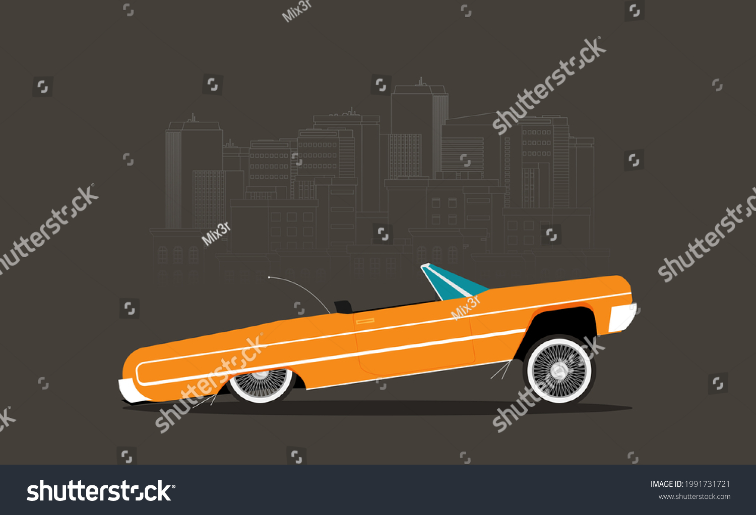 SVG of Flat vector lowrider car icon svg