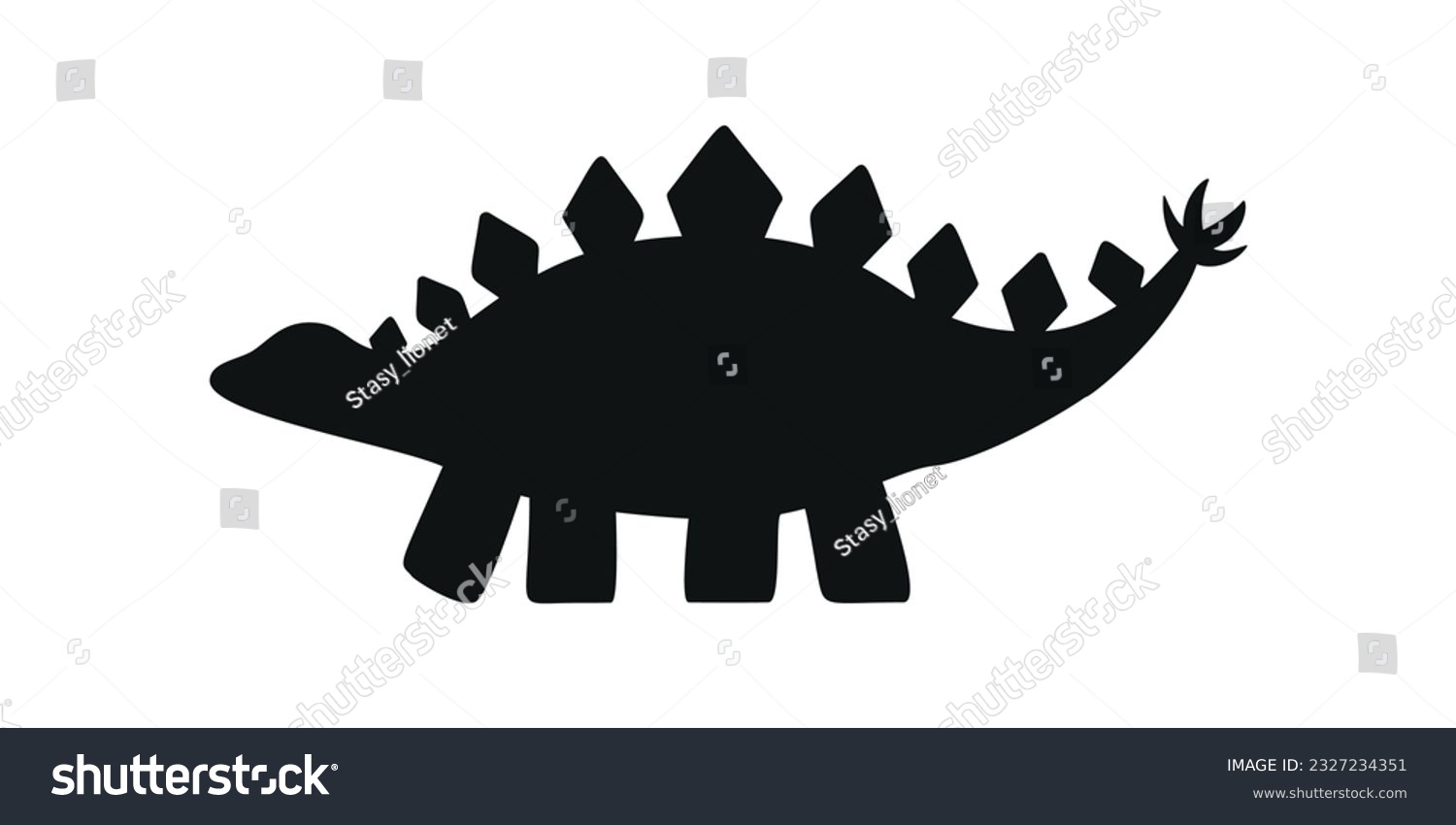 SVG of Flat vector silhouette illustration of stegosaurus dinosaur svg