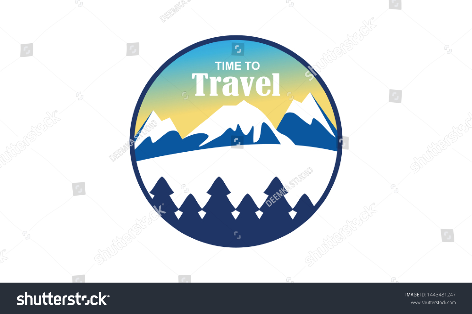 Flat Vintage Travel Label Background Logo Stock Vector Royalty Free