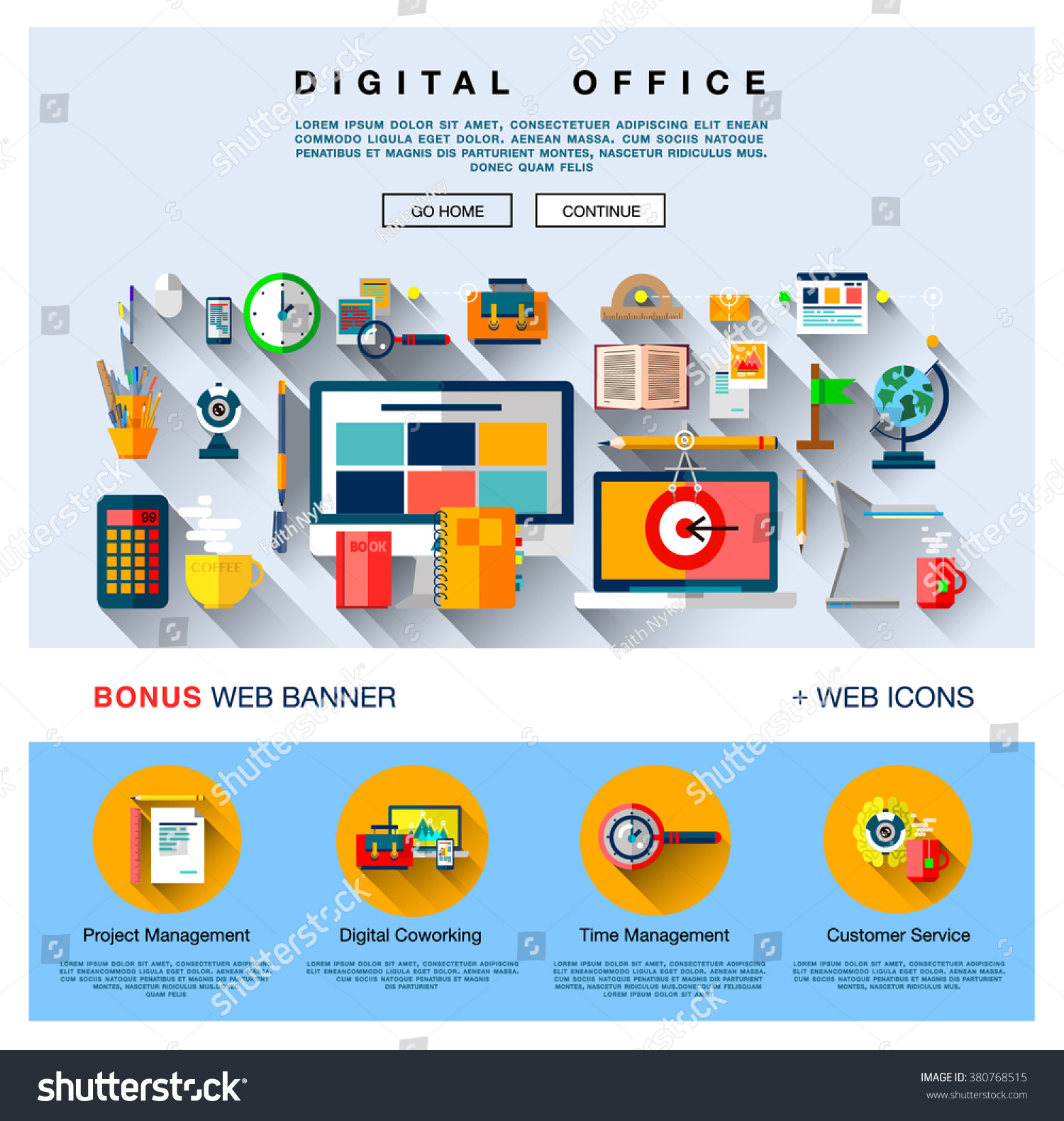 Flat Web Design One Page Template Stock Vector Royalty Free