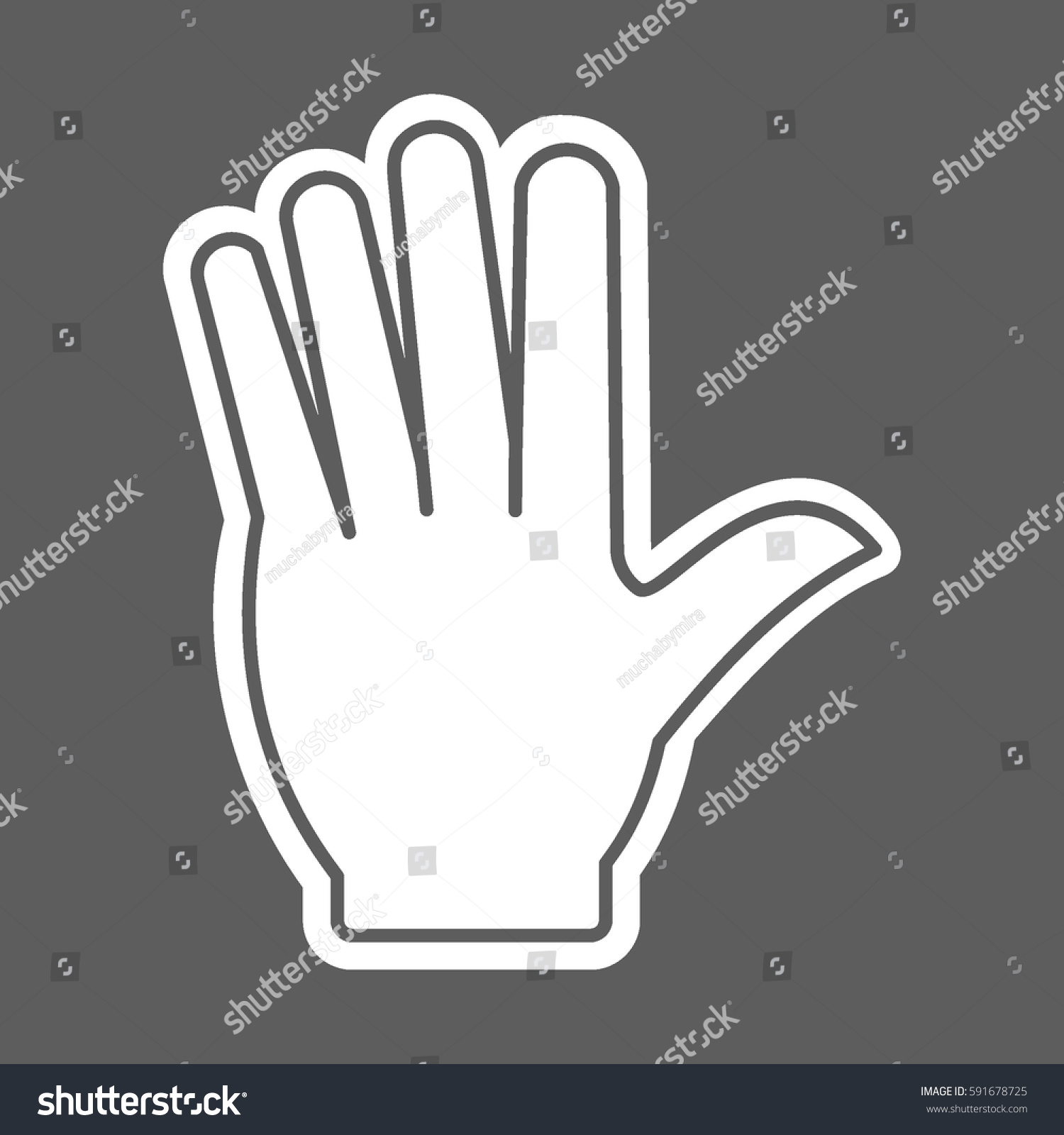 Flat White Hands Icon Five Fingers Stock Vector 591678725 - Shutterstock