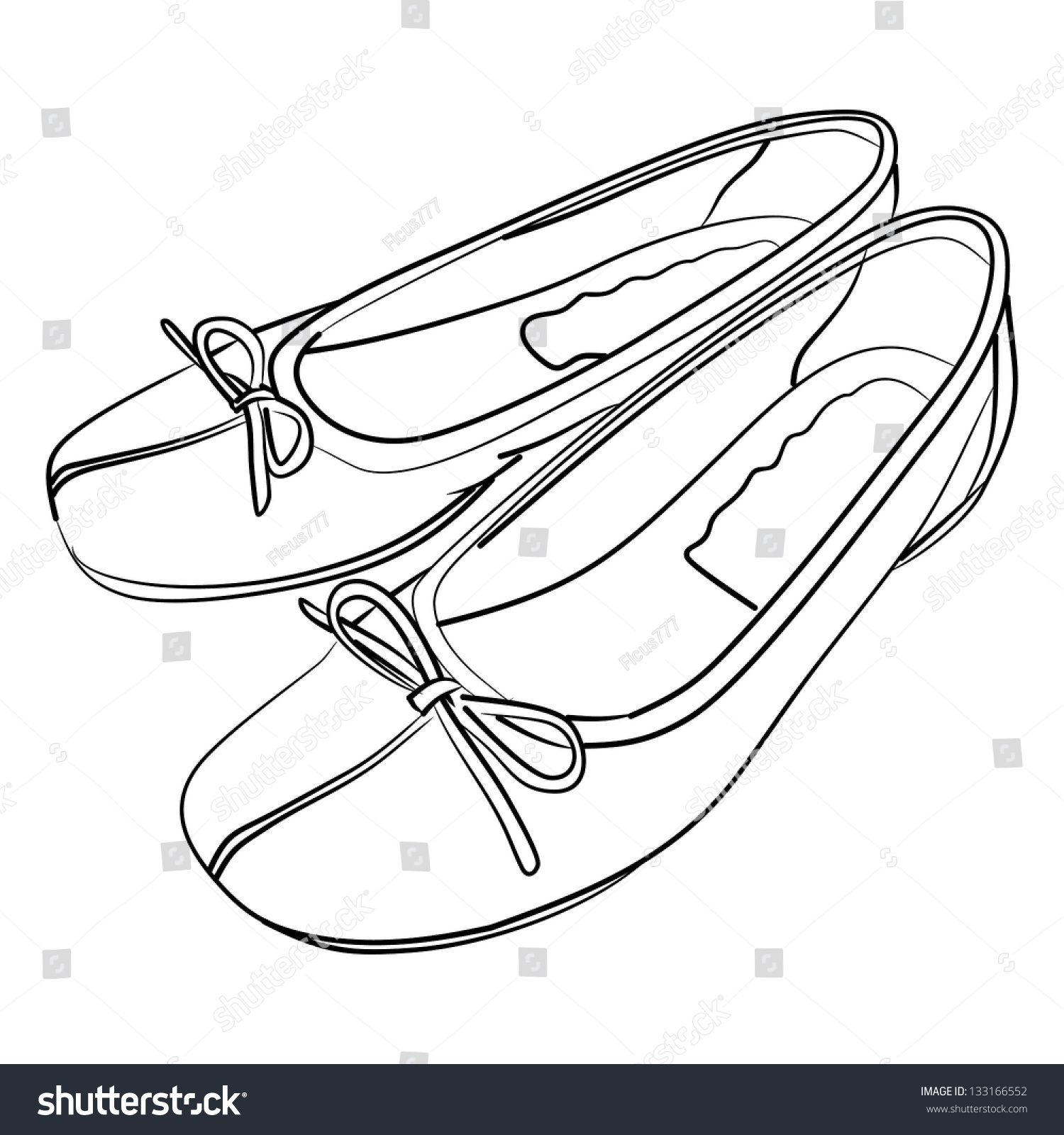 Flat Women Shoes Stock Vector Illustration 133166552 : Shutterstock