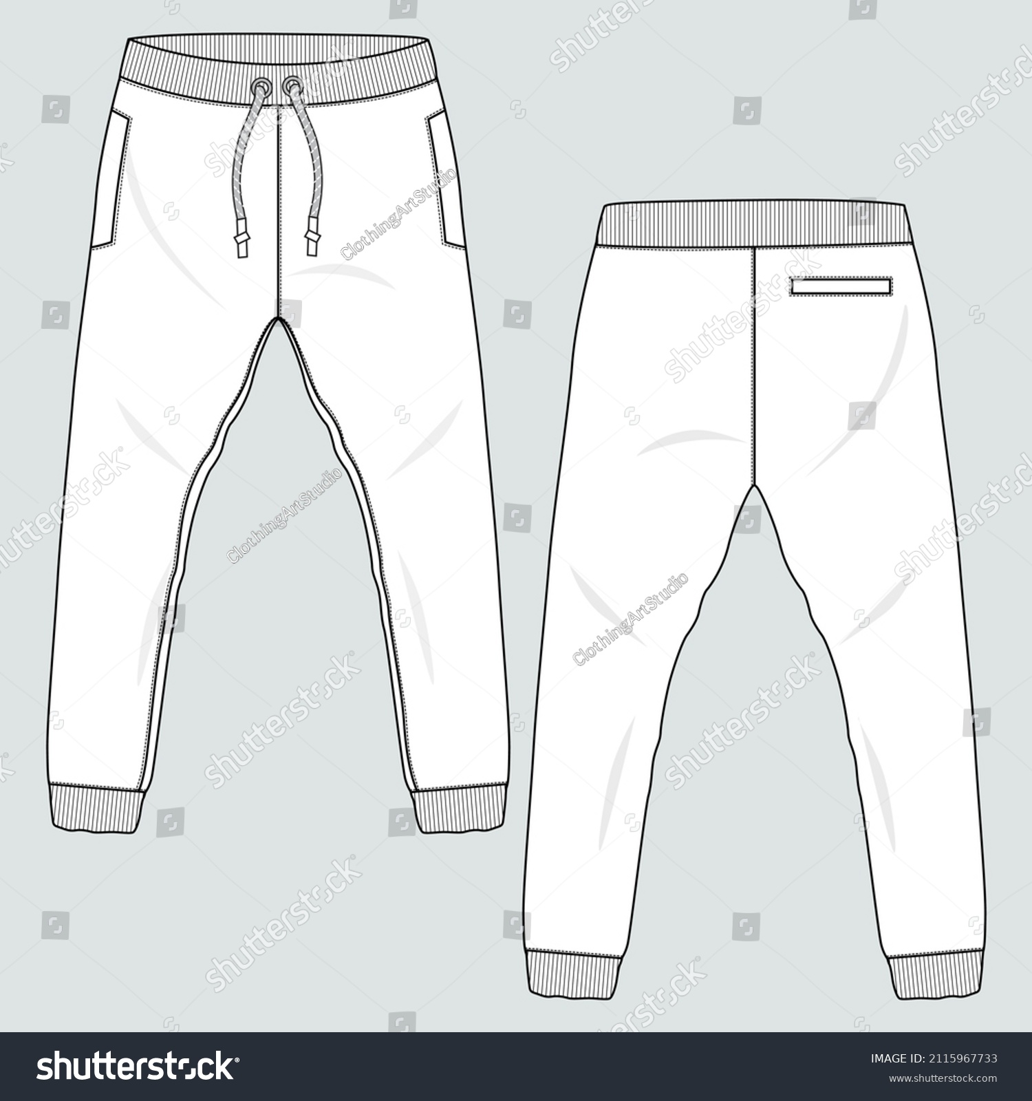 Fleece Fabric Jogger Sweatpants Overall Technical Stock Vector Royalty Free