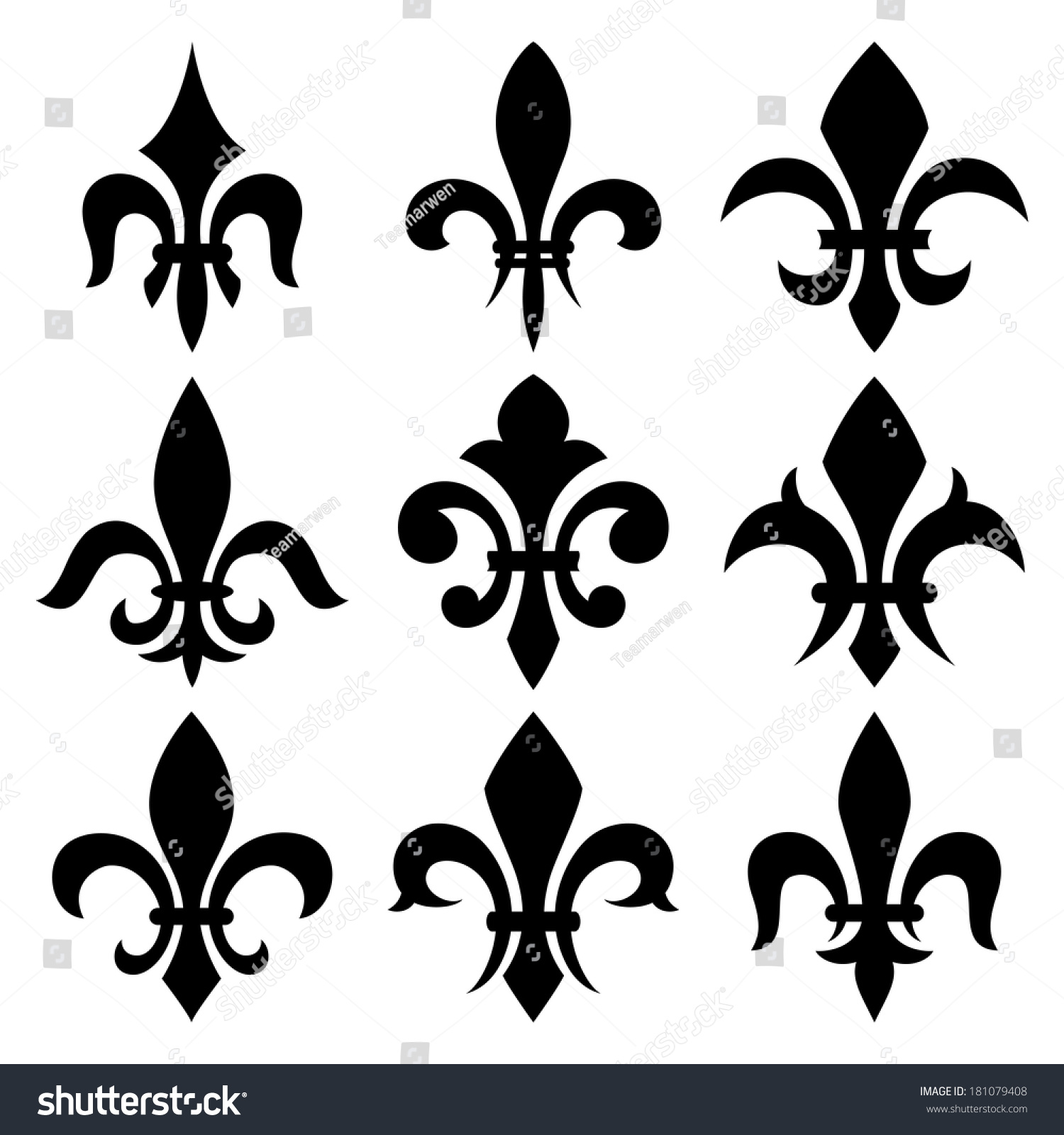 Fleur De Lis Set Stock Vector 181079408 - Shutterstock