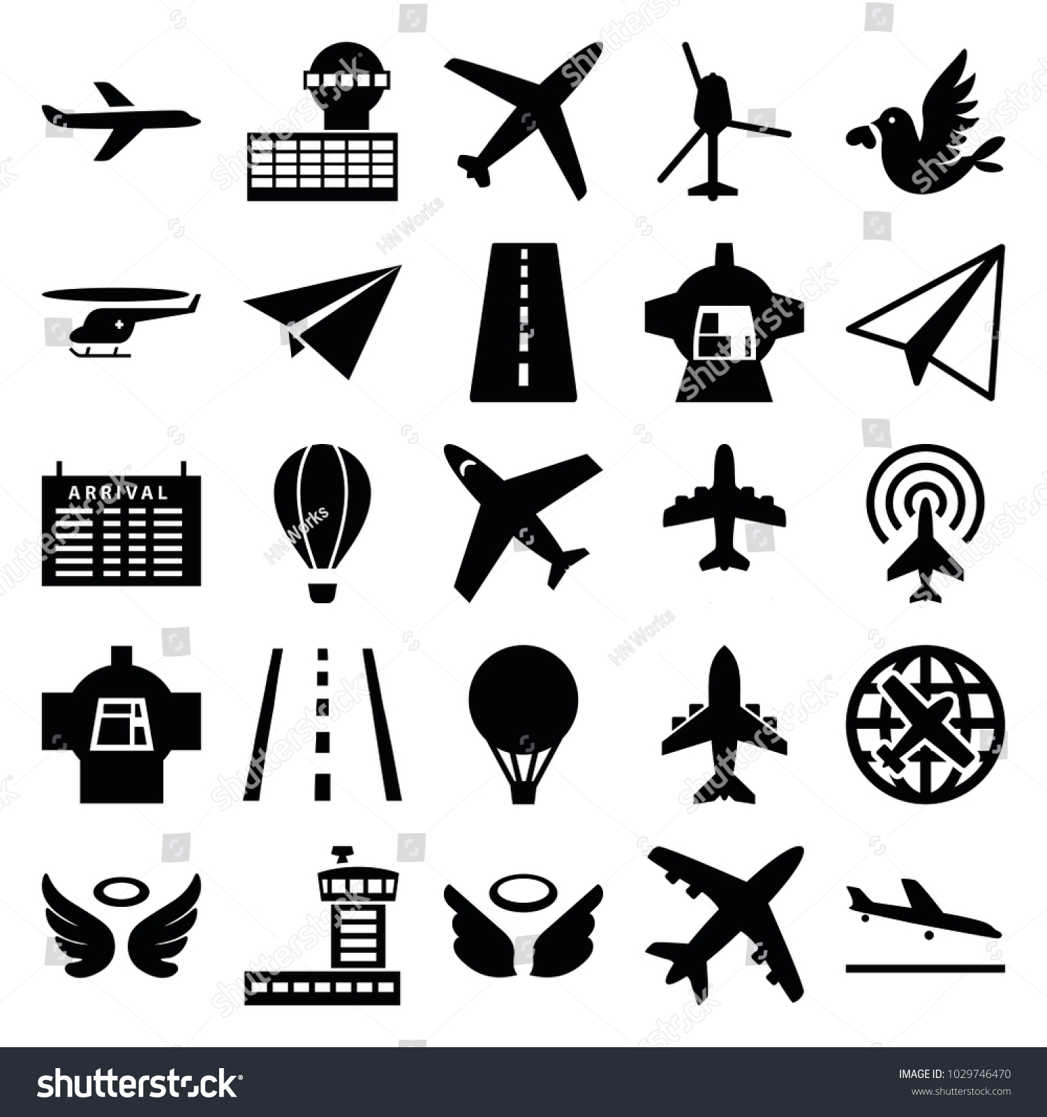 Flight Icons Set 25 Editable Filled Stock Vector (Royalty Free ...