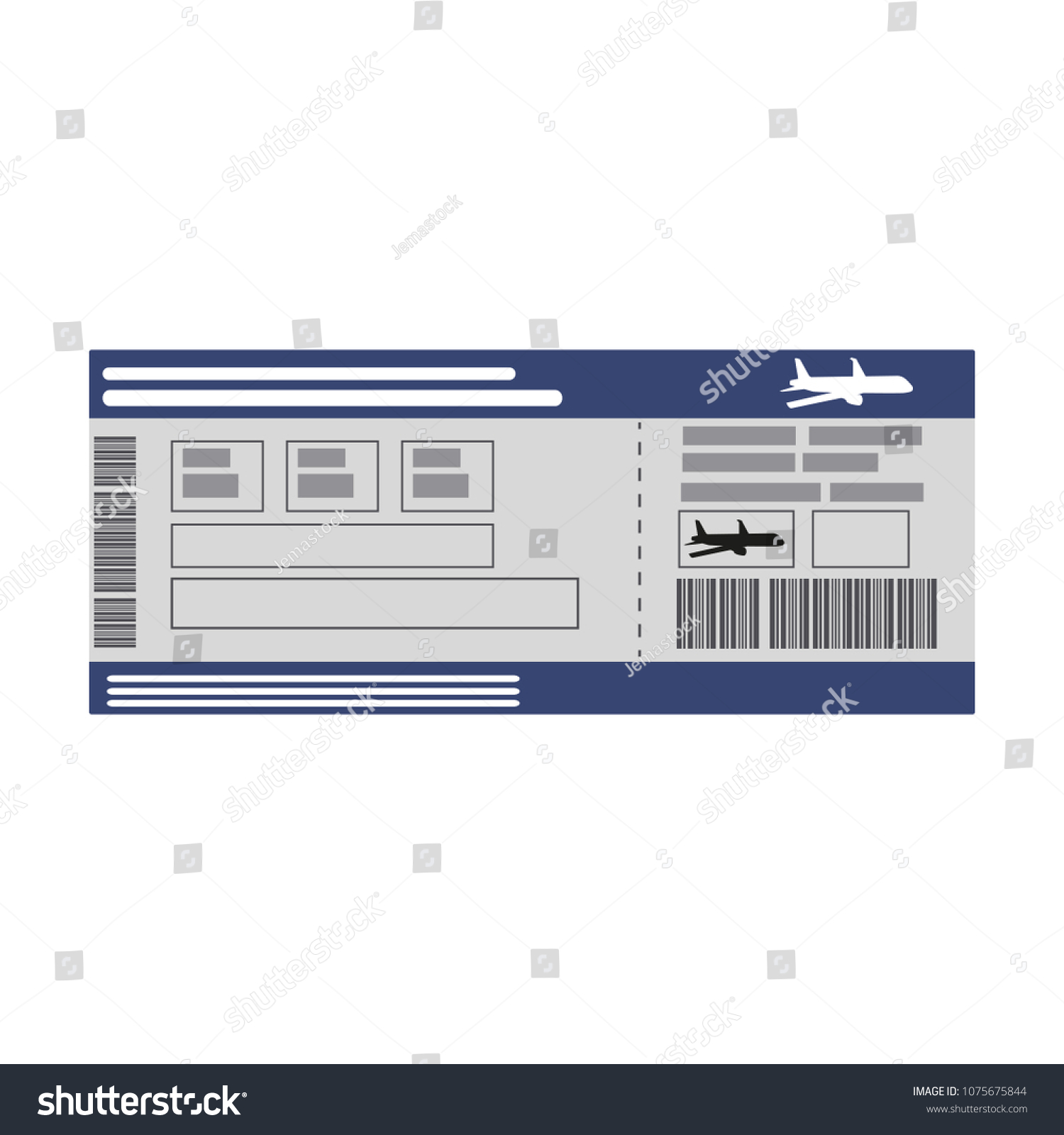 Flight Ticket Isolated Stock Vector (Royalty Free) 1075675844 ...