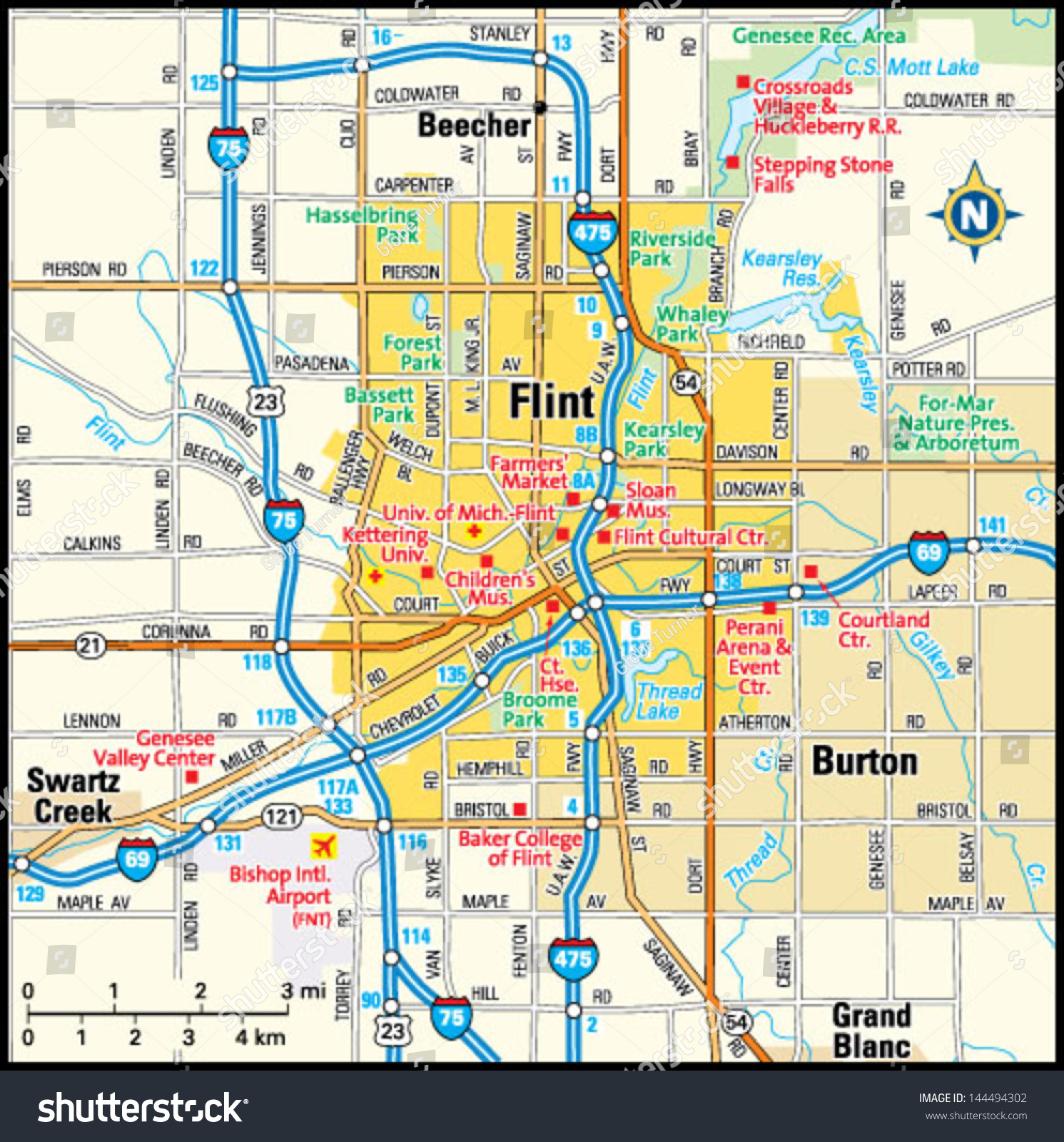 Map Of Flint Michigan Color 2018