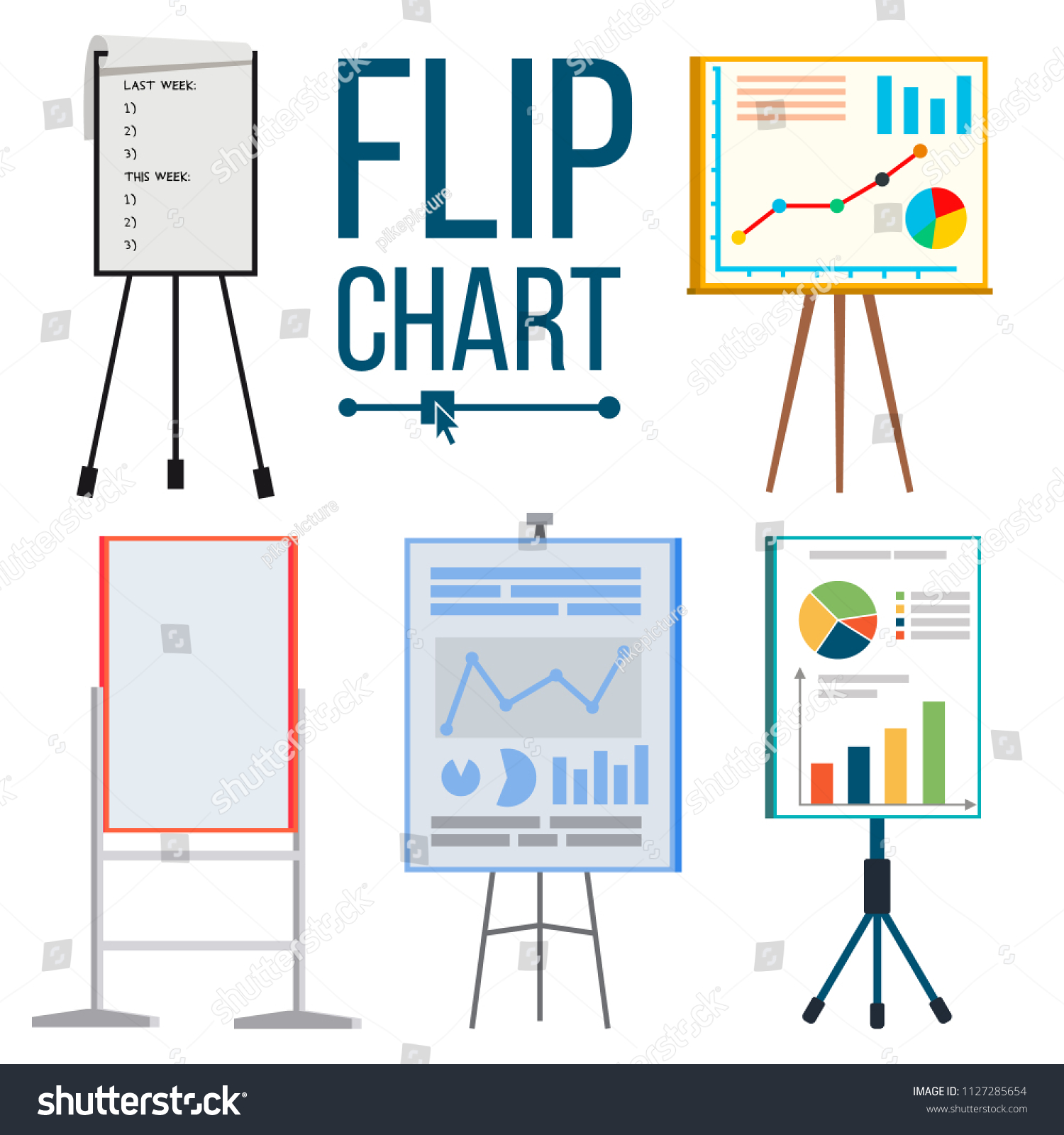 Flip Chart Set Vector Office Whiteboard Stock Vector (Royalty Free