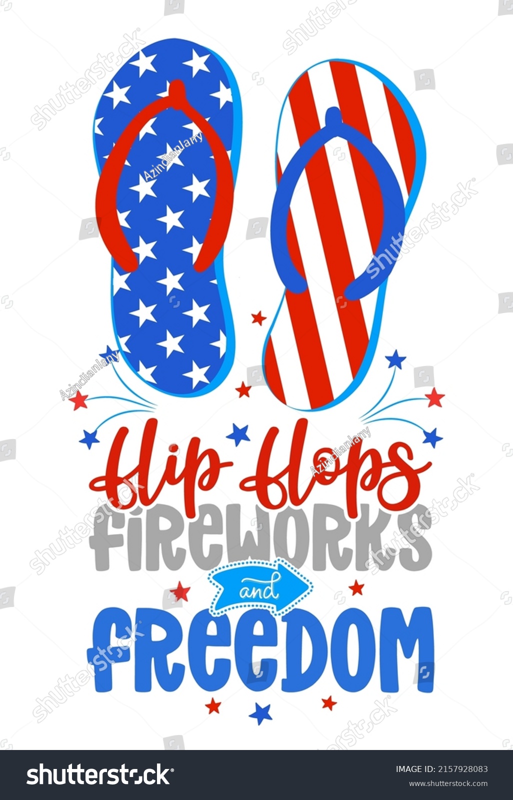 SVG of Flip-flops, fireworks and freedom - red white and blue flip flop beach footwear with lovely summer quote. Cute hand drawn slippers. Happy Independence Day! svg