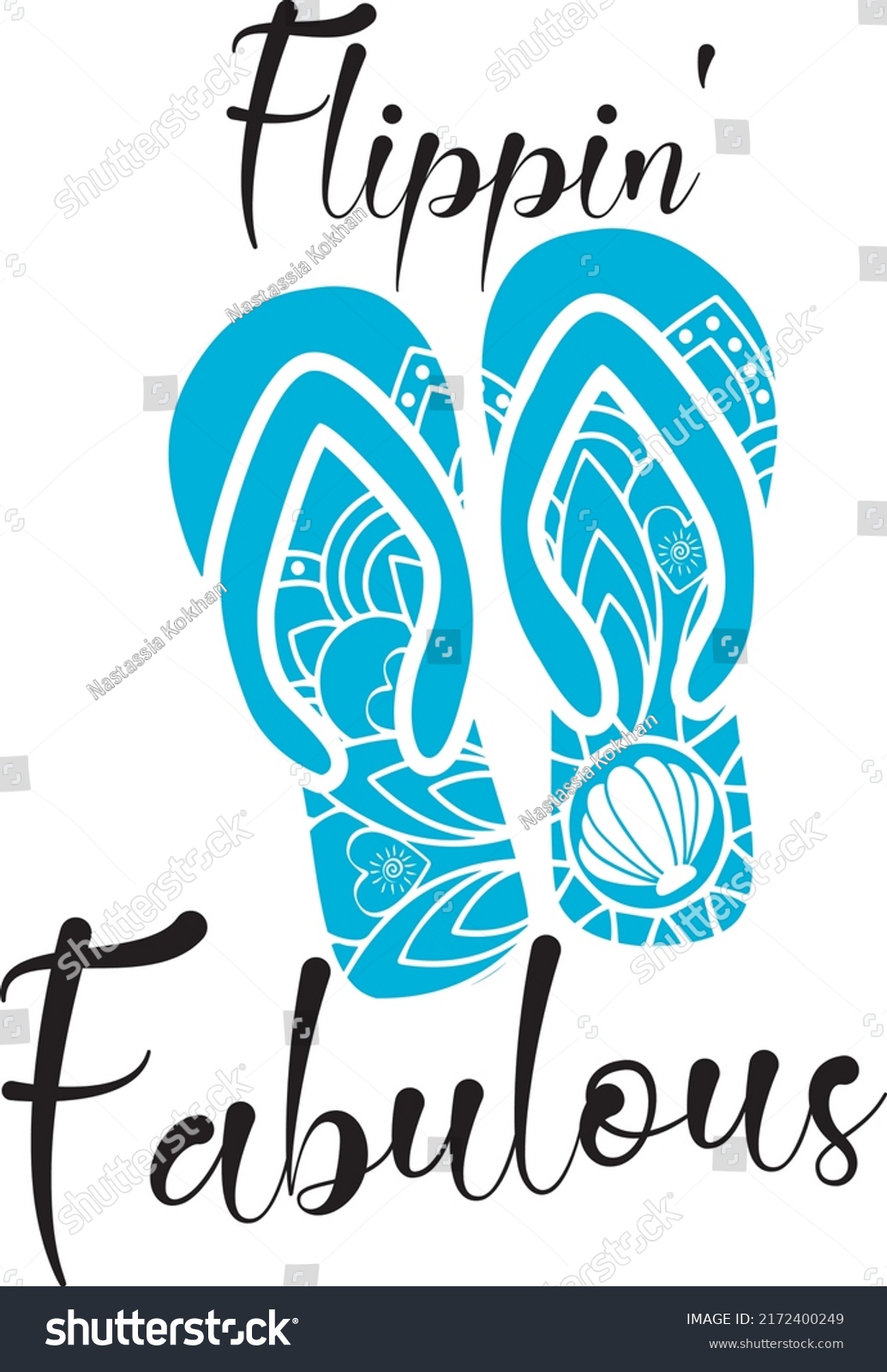 SVG of Flippin'  Fabulous Svg vector Illustration isolated on white background.Mandala Flip flop Svg. Summer shirt design. Beach vacation print with Flip flop  svg