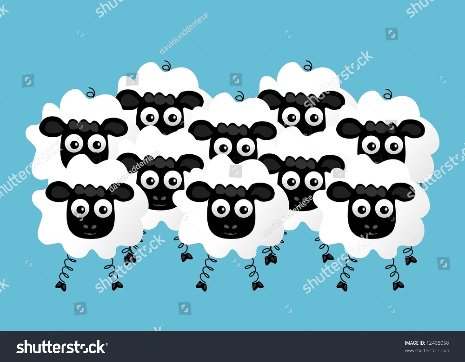 Flock Of Sheep - Vector. - 12408058 : Shutterstock