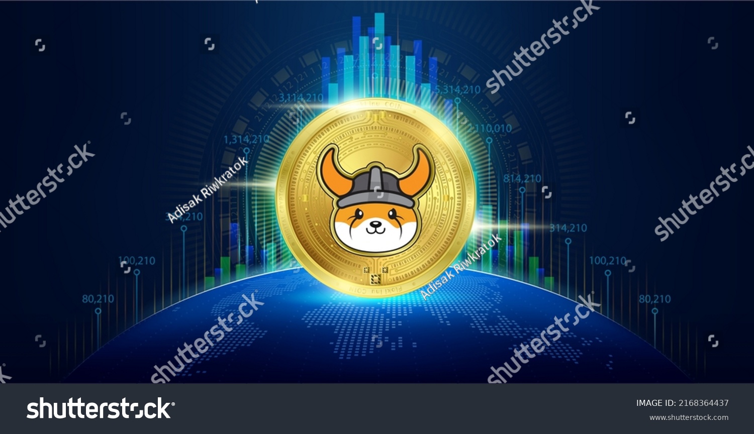 Floki Inu Coin Cryptocurrency Growth Chart Stock Vector (Royalty Free ...